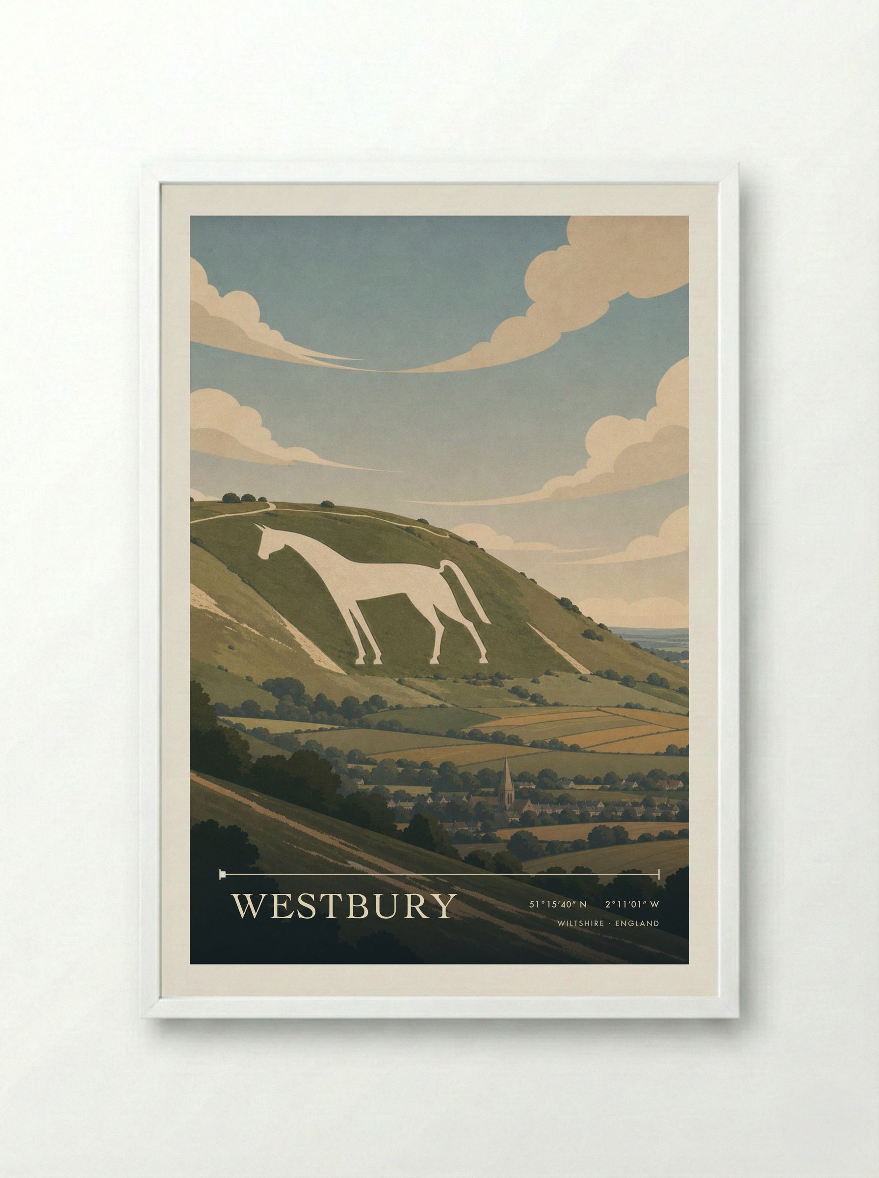 Westbury Wiltshire England Travel Poster - Framed Print White