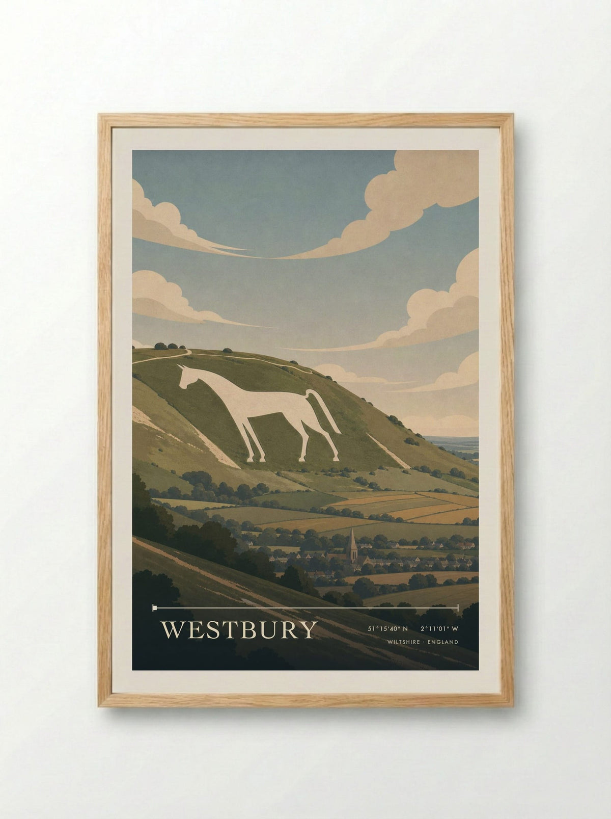 Westbury Wiltshire England Travel Poster - Framed Print Wood