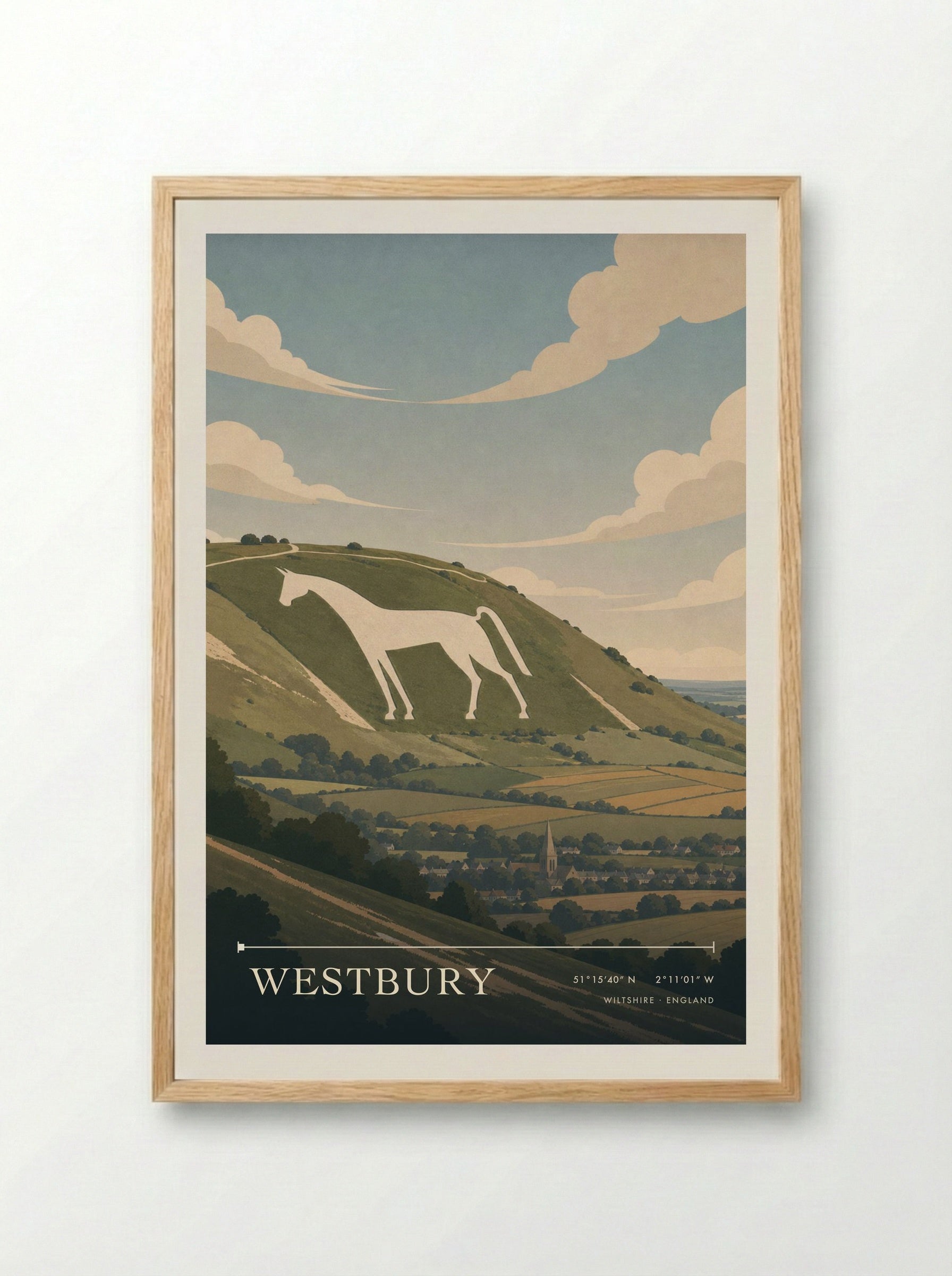 Westbury Wiltshire England Travel Poster - Framed Print Wood