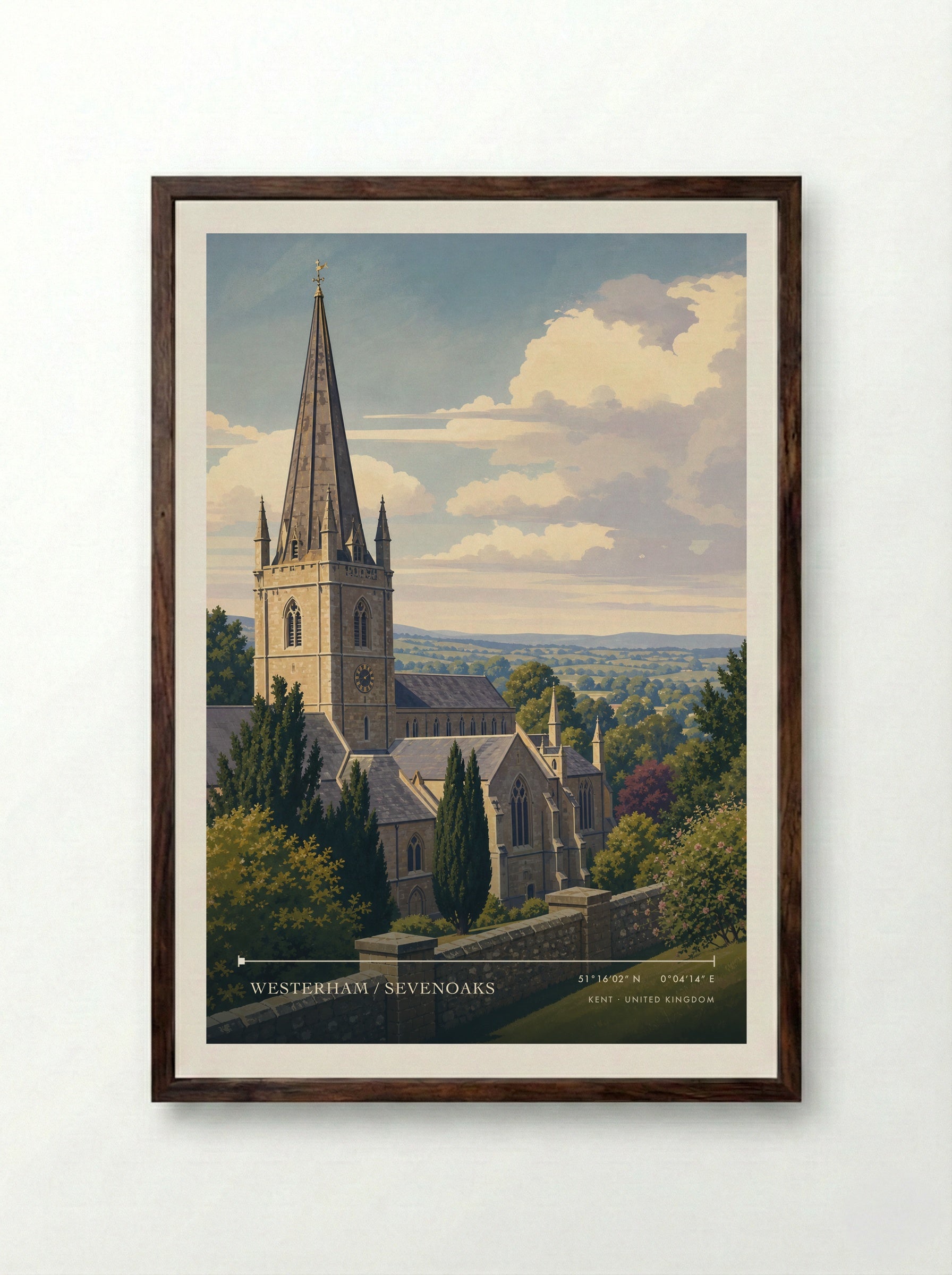 Westerham / Sevenoaks Kent United Kingdom Travel Poster - Framed Print Dark Wood