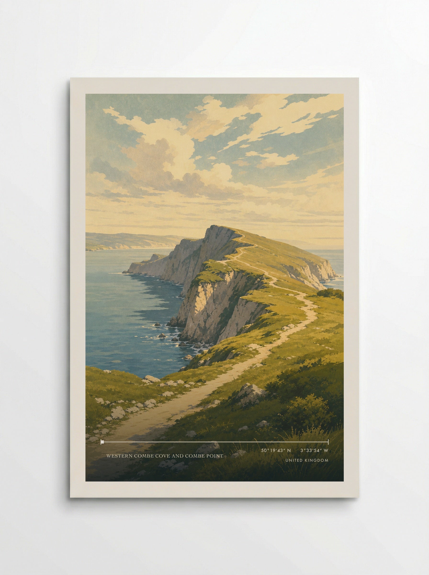 Western Combe Cove and Combe Point United Kingdom Travel Poster - Poster
