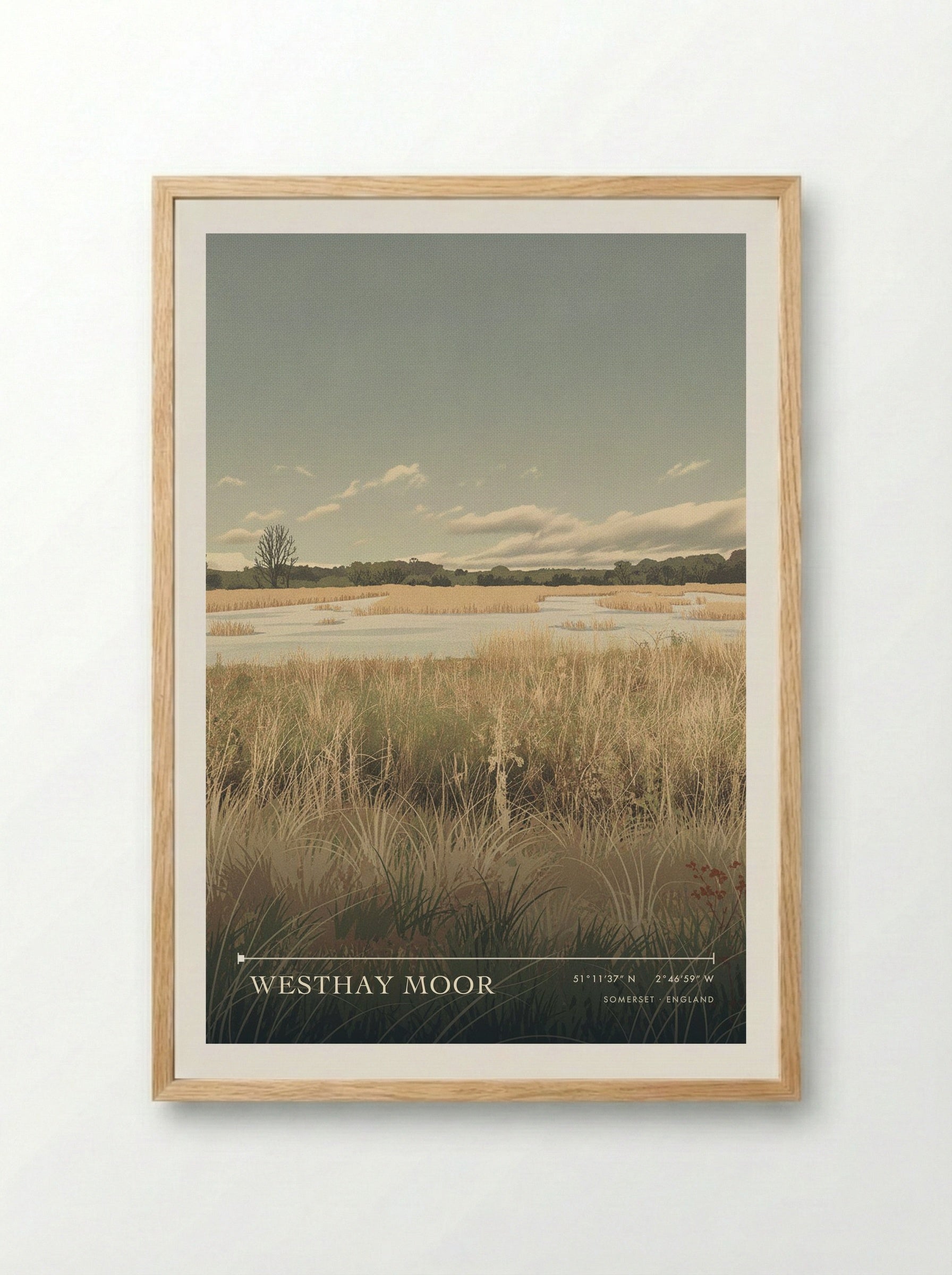 Westhay Moor Somerset England Travel Poster - Framed Print Wood