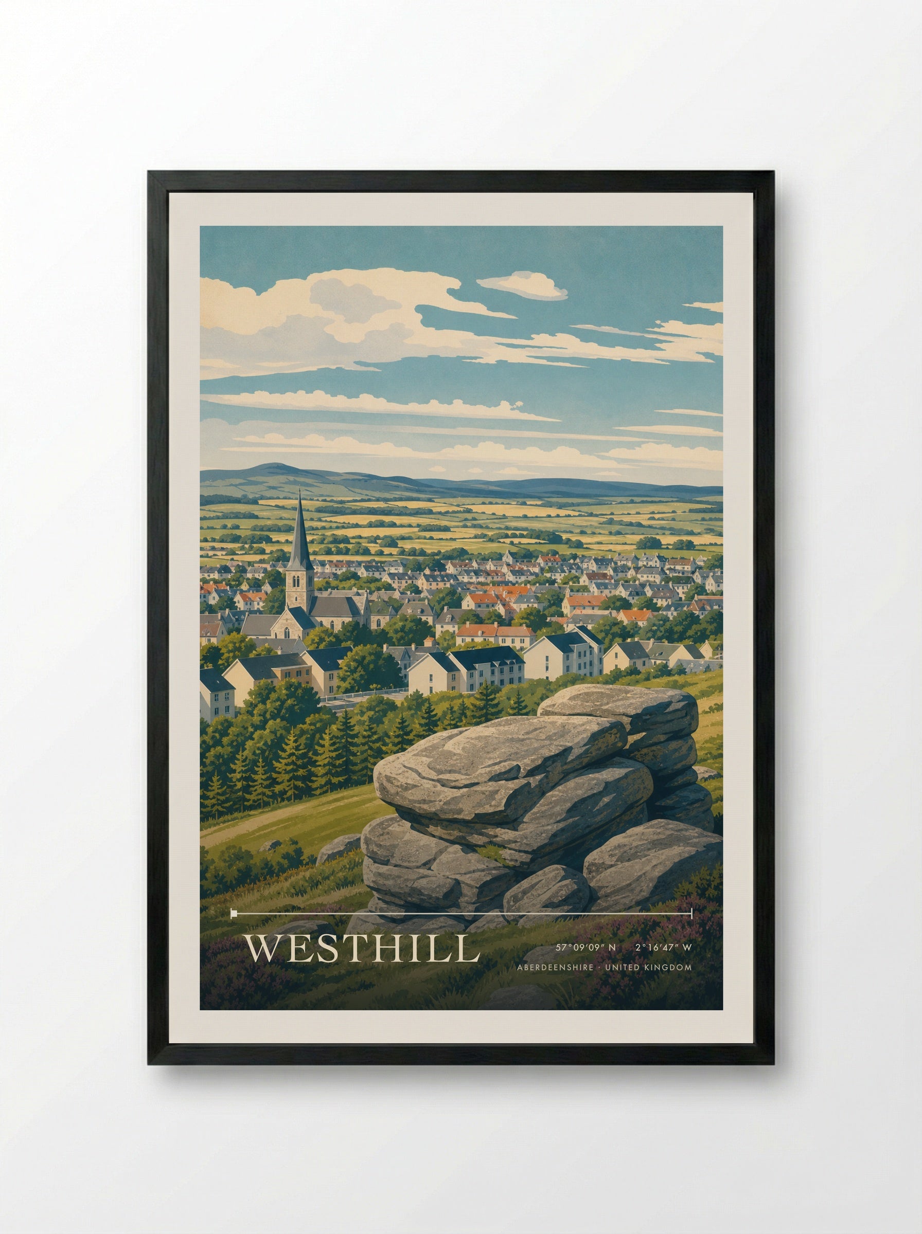 Westhill Aberdeenshire United Kingdom Travel Poster - Framed Print Black
