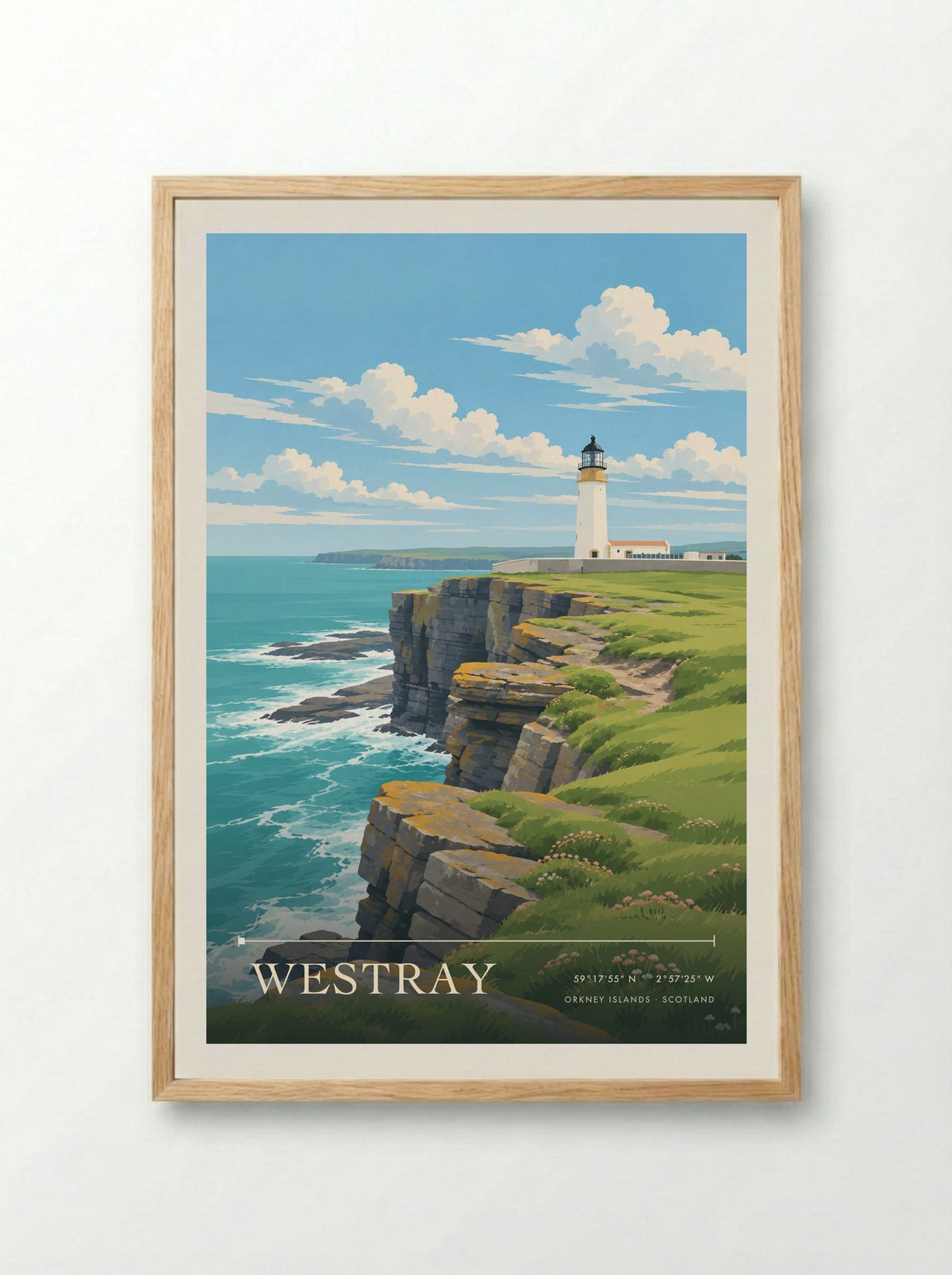 Westray, Orkney Islands | Travel Poster - Framed Print Wood