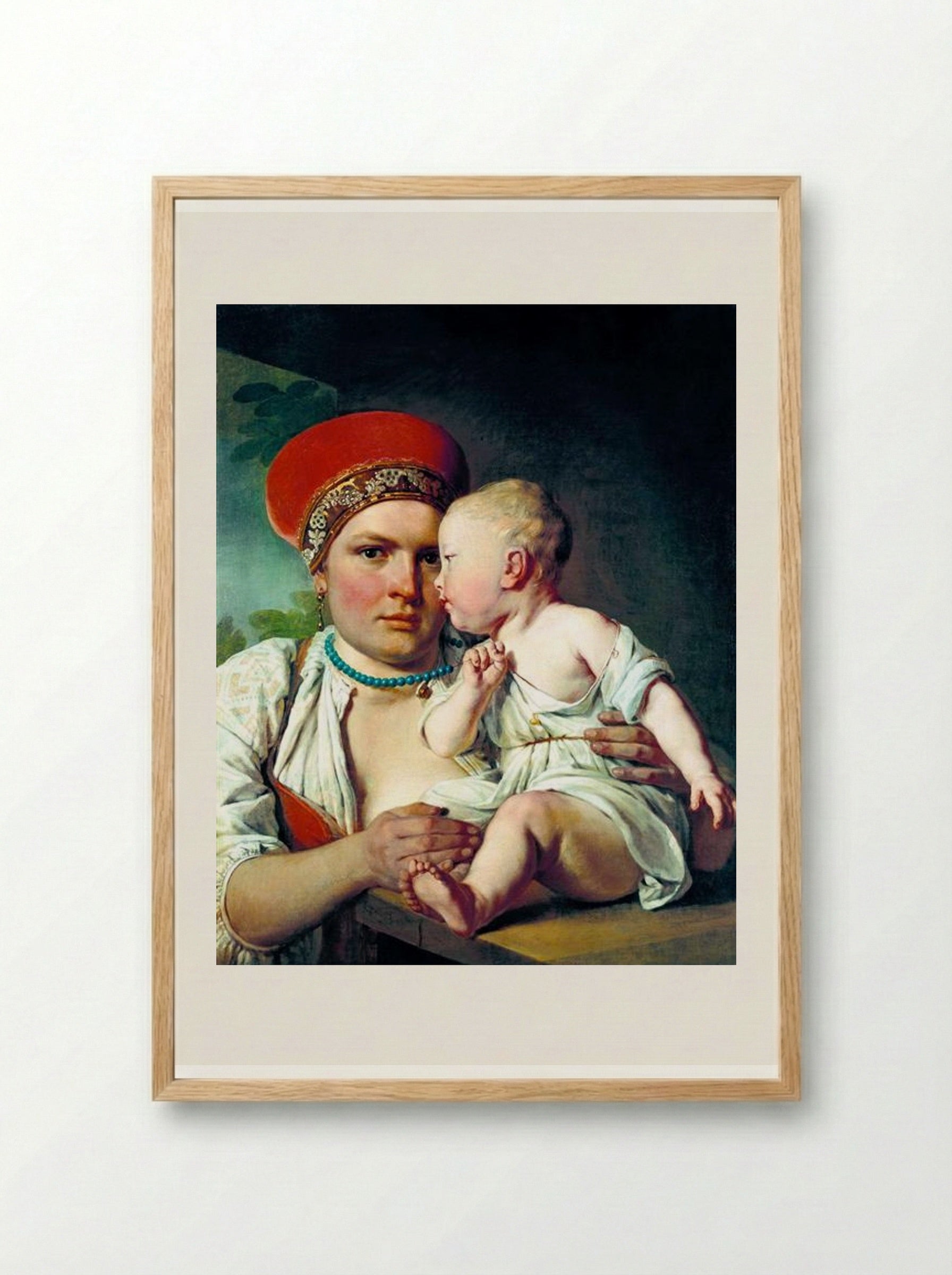 Wet-Nurse with a Child - Alexey Venetsianov - Framed Print Wood