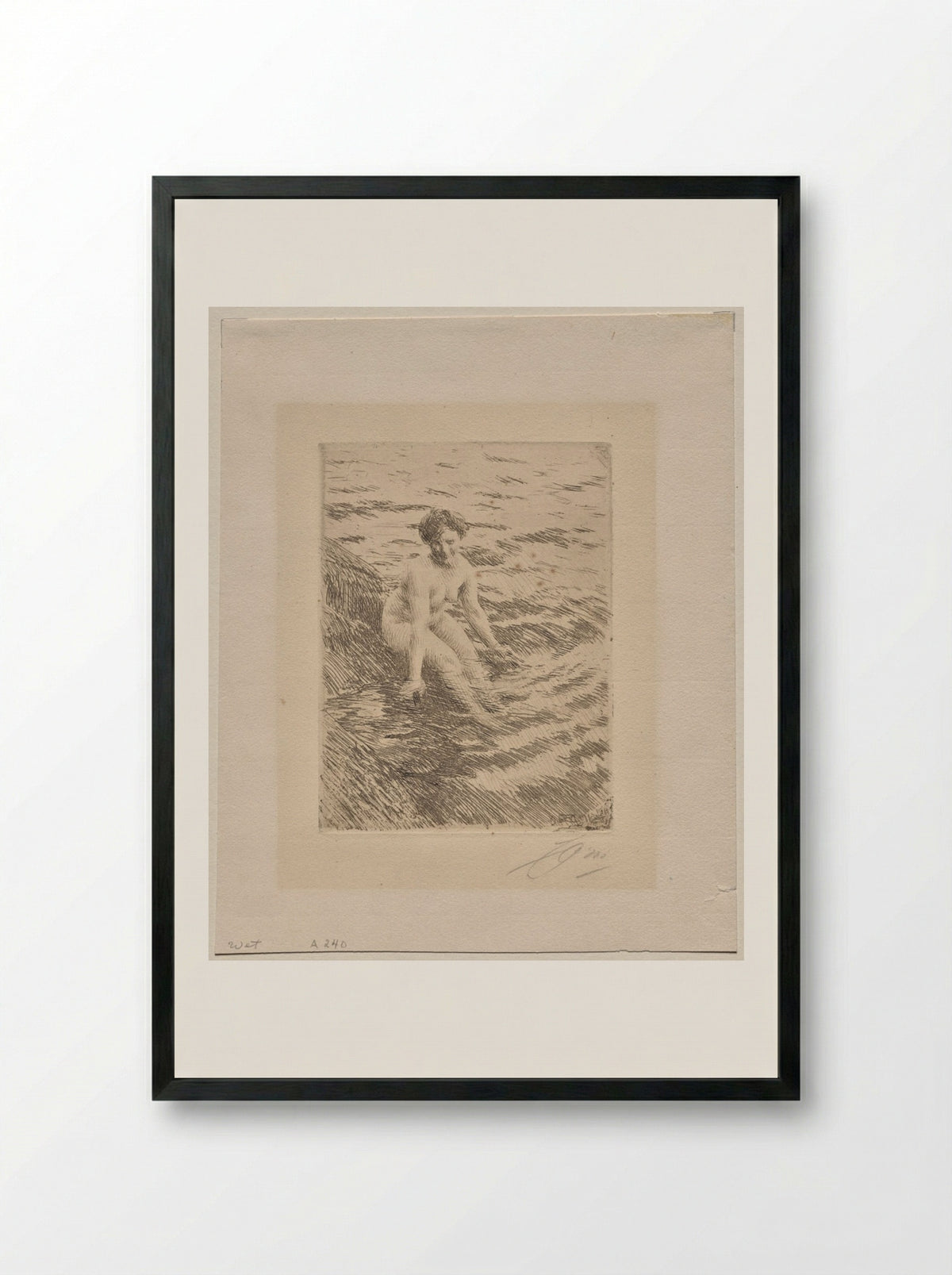 Wet - Anders Zorn - Framed Print Black