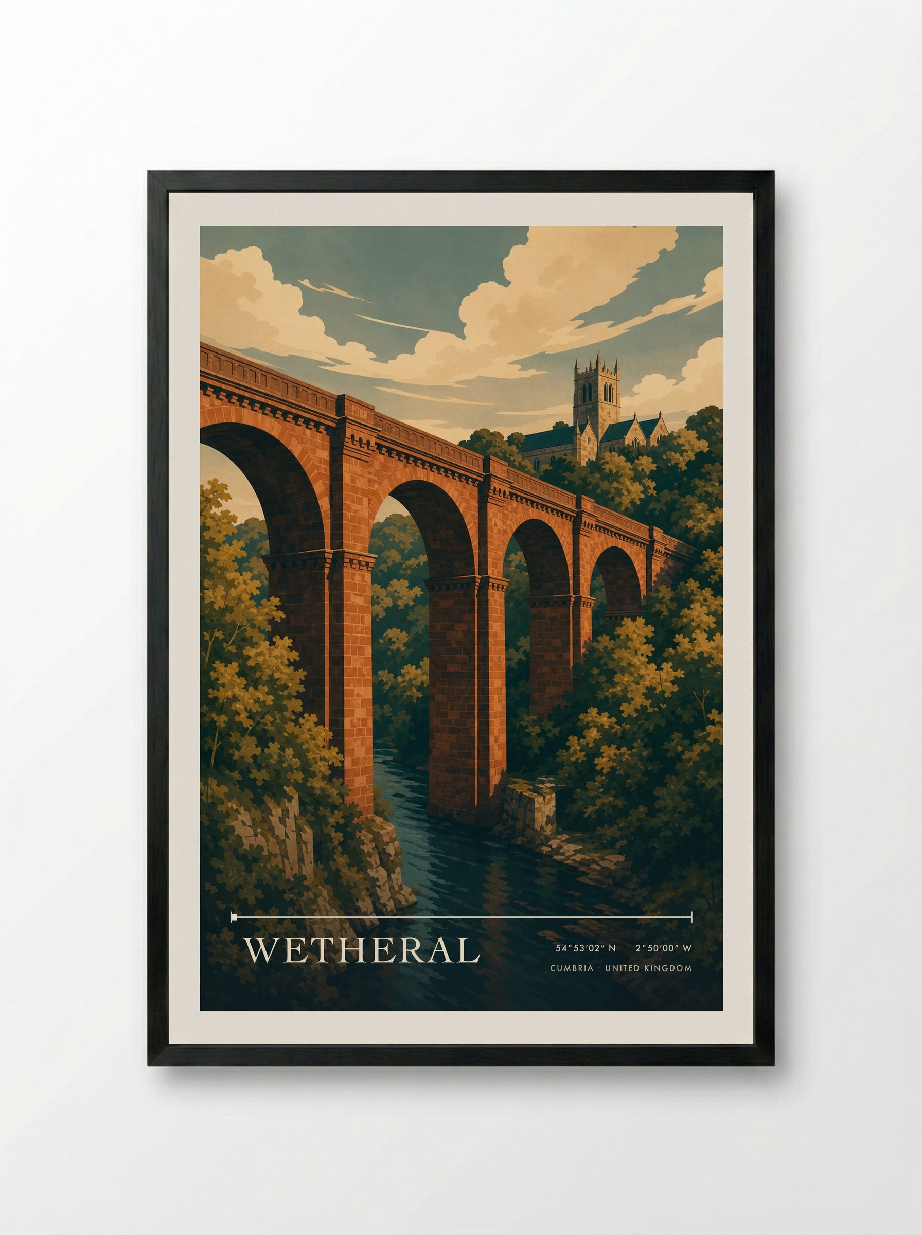 Wetheral Cumbria United Kingdom Travel Poster - Framed Print Black