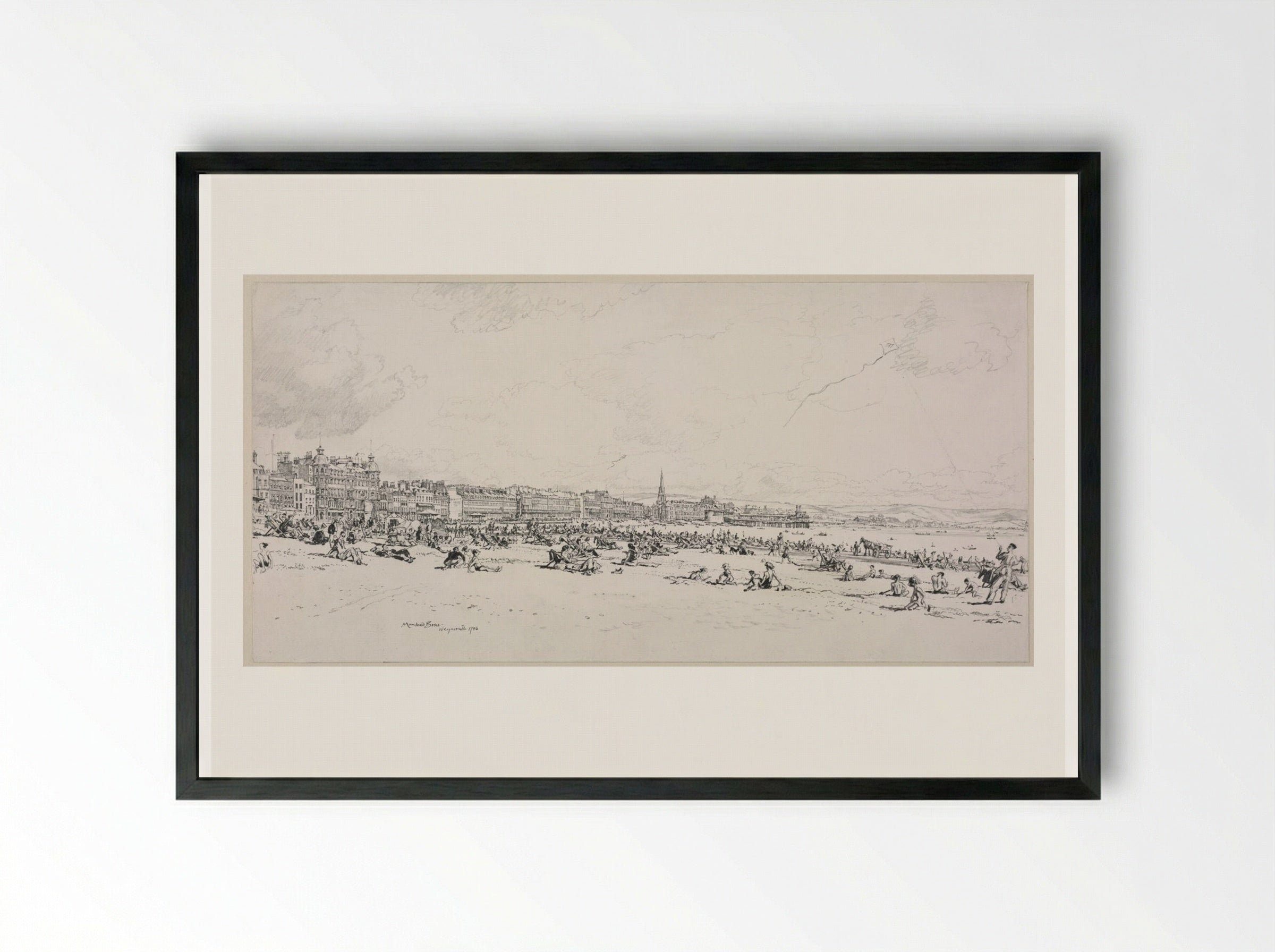 Weymouth Bay, The High Season - Muirhead Bone - Framed Print Black