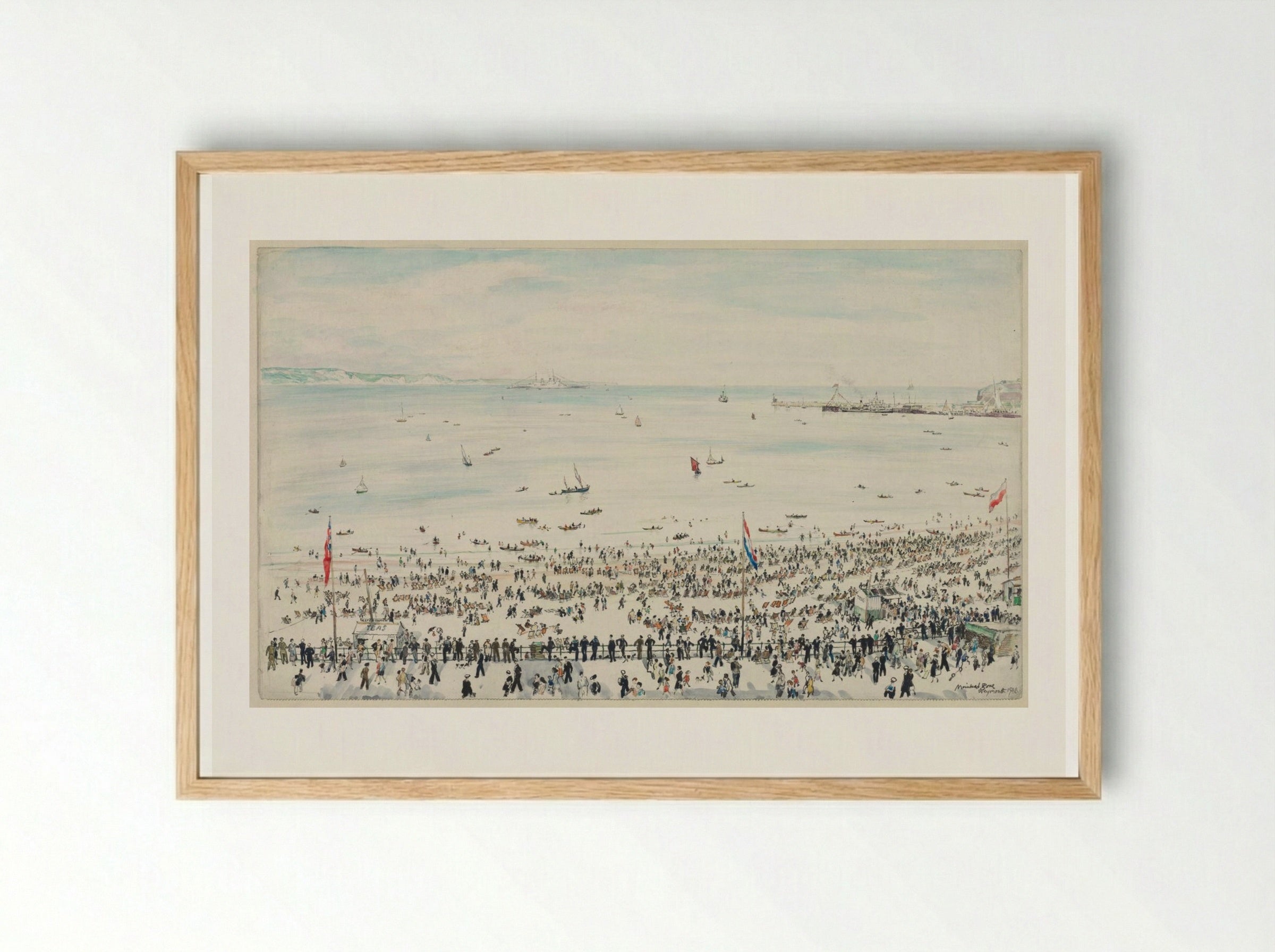 Weymouth Bay, Victory Day Celebrations - Muirhead Bone - Framed Print Wood