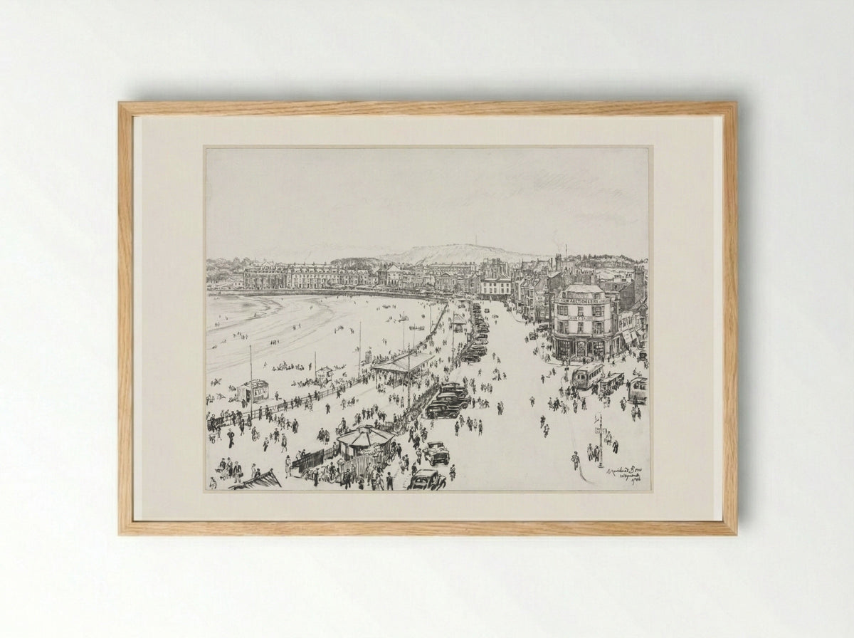 Weymouth and Distant Portland - Muirhead Bone - Framed Print Wood