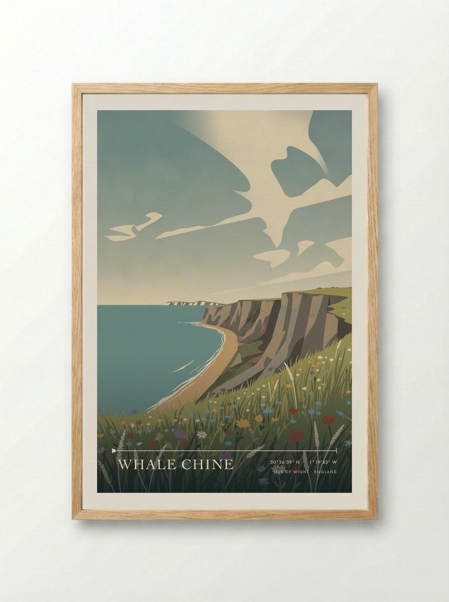 Whale Chine Isle of Wight England Travel Poster - Framed Print Wood