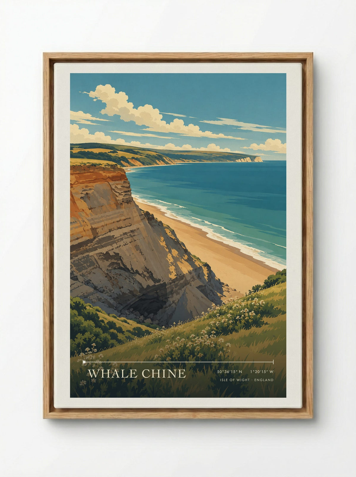 Whale Chine, Isle of Wight | Travel Poster - Framed Canvas Wood