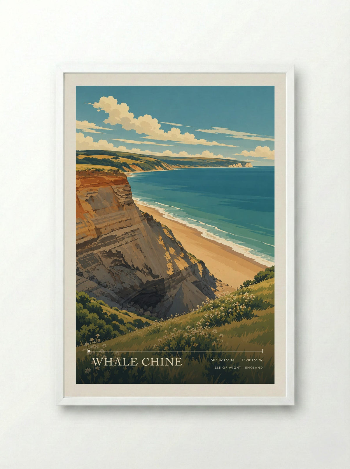 Whale Chine, Isle of Wight | Travel Poster - Framed Print White