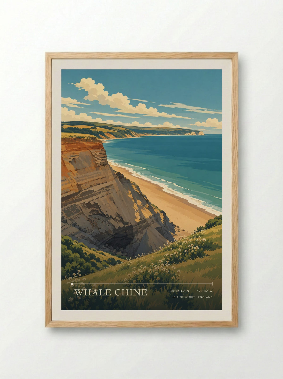 Whale Chine, Isle of Wight | Travel Poster - Framed Print Wood