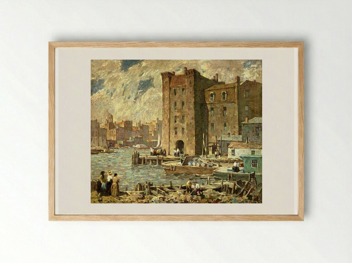Wharves - Robert Spencer - Framed Print Wood