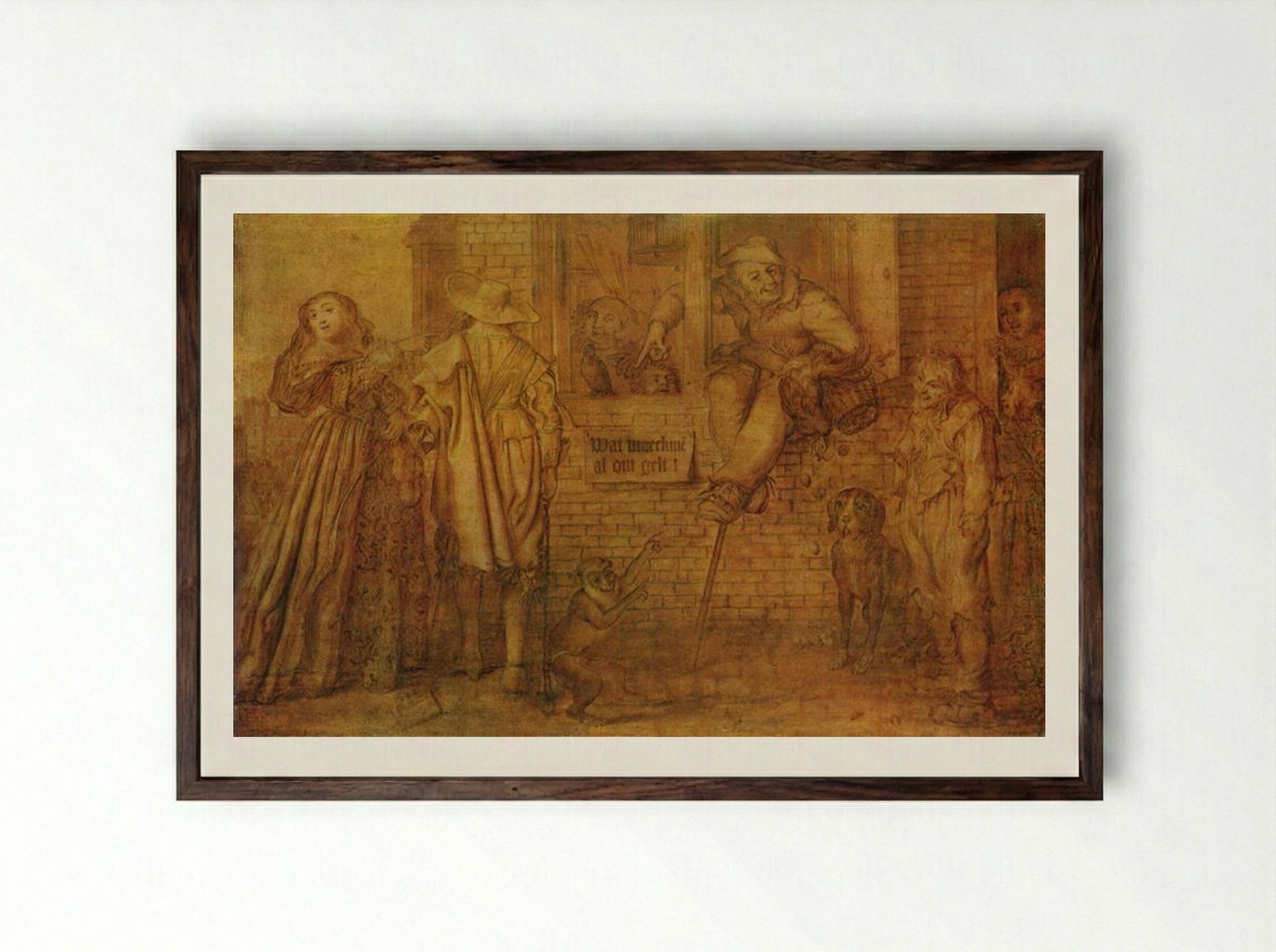 What Won't People Do for Money - Adriaen van de Venne - Framed Print Dark Wood