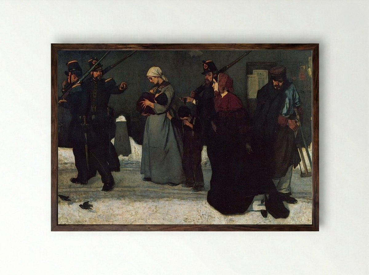 What is Called Vagrancy or, The Hunters of Vincennes - Alfred Stevens - Framed Print Dark Wood