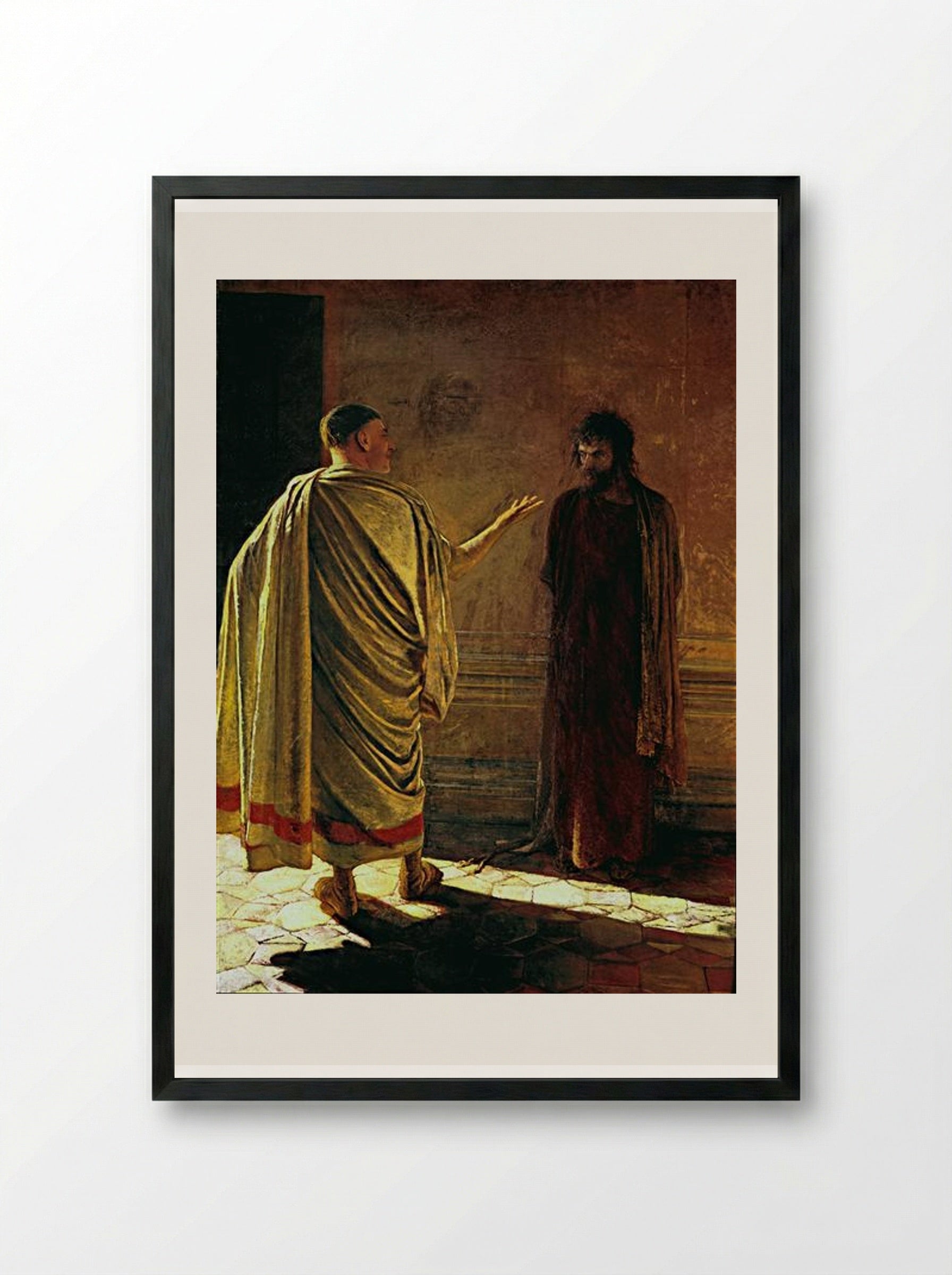 What is Truth? Christ and Pilate - Nikolai Ge - Framed Print Black