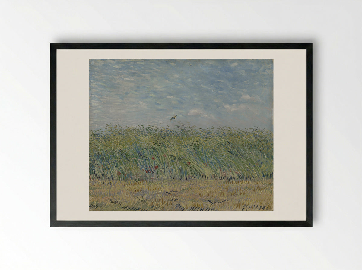 Wheat Field with a Lark - Vincent van Gogh - Framed Print Black