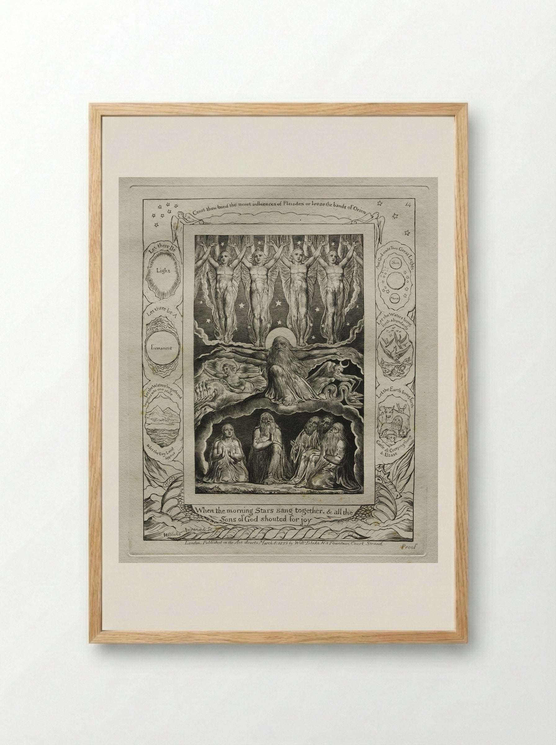 When the Morning Stars Sang Together and All the Sons of God Shouted for Joy (The Book of Job) - William Blake - Framed Print Wood