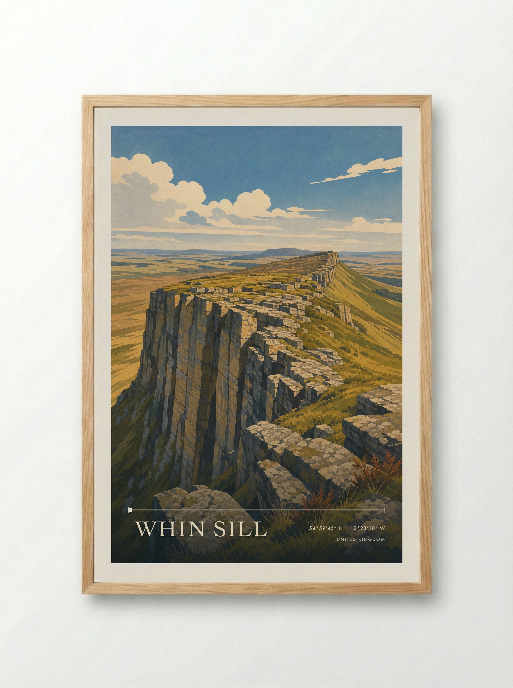 Whin Sill United Kingdom Travel Poster - Framed Print Wood