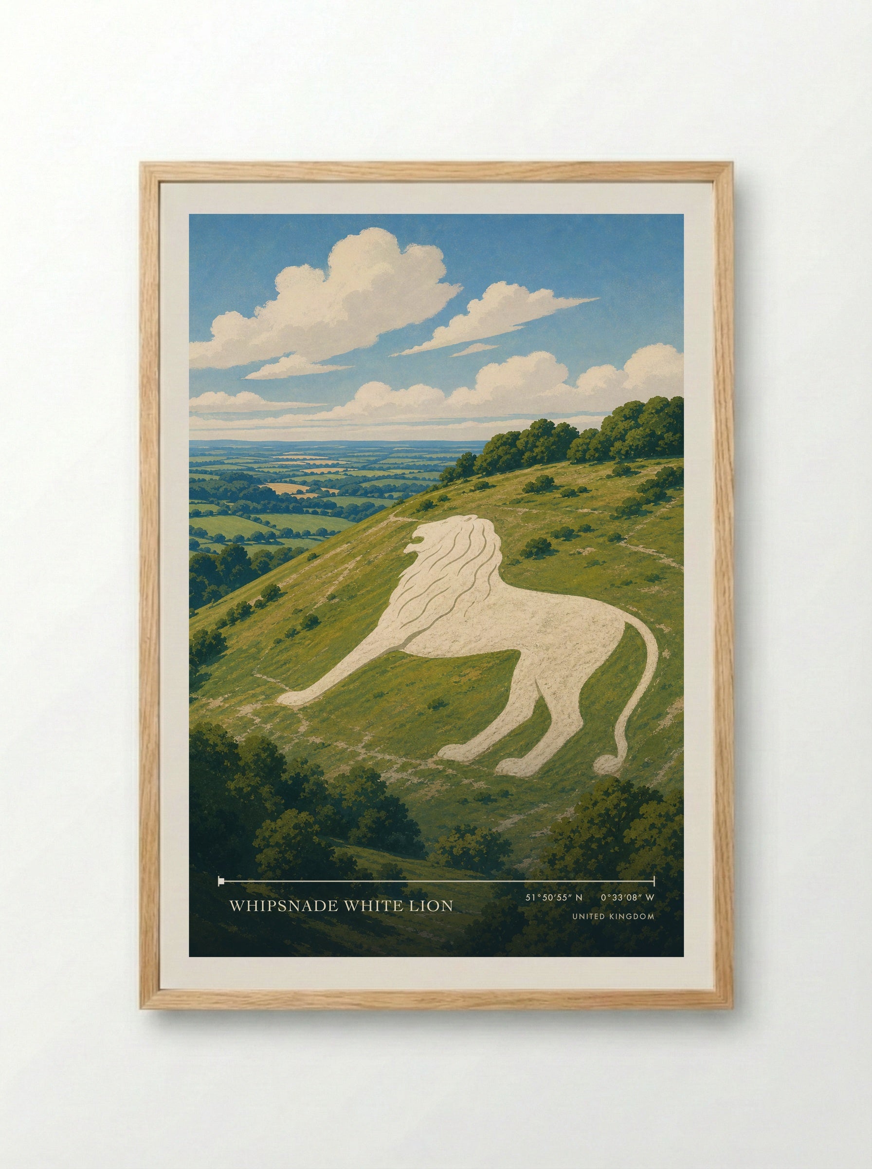 Whipsnade White Lion United Kingdom Travel Poster - Framed Print Wood