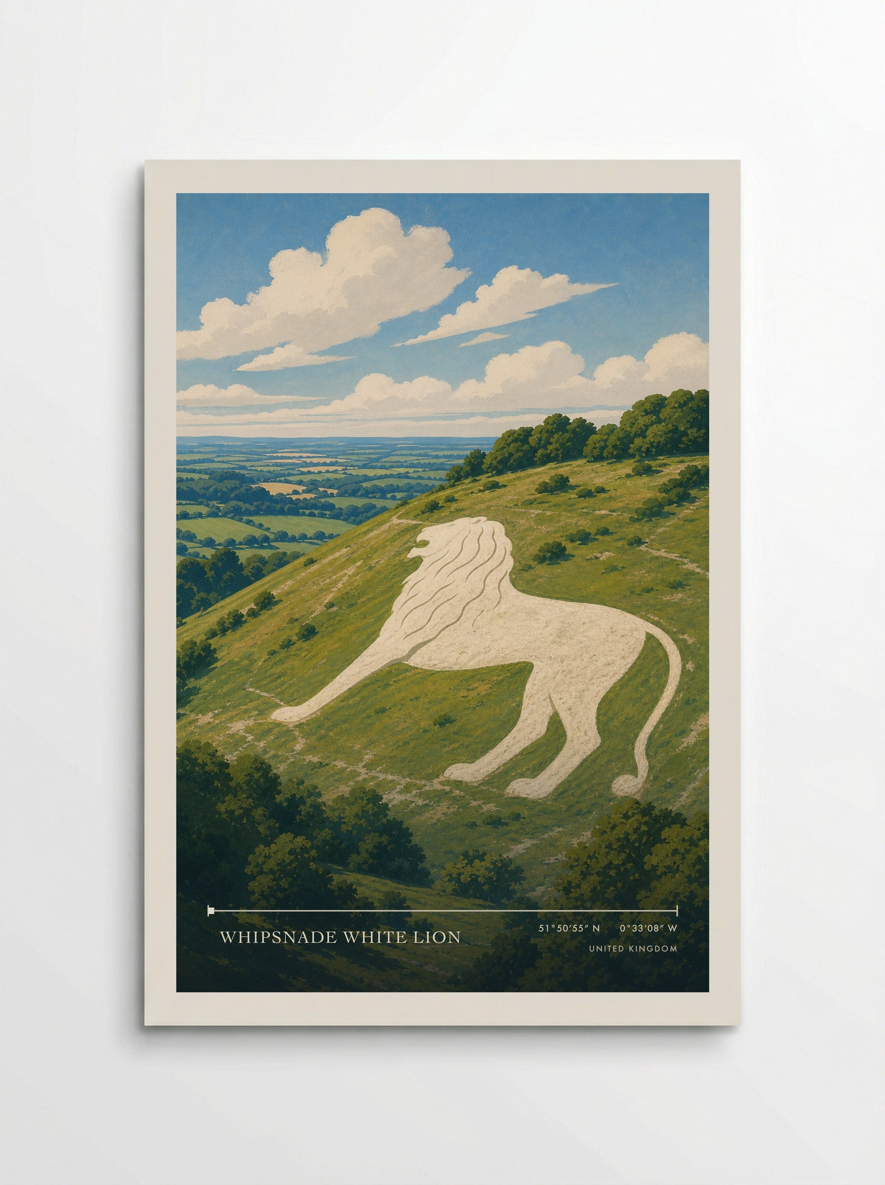 Whipsnade White Lion United Kingdom Travel Poster - Poster