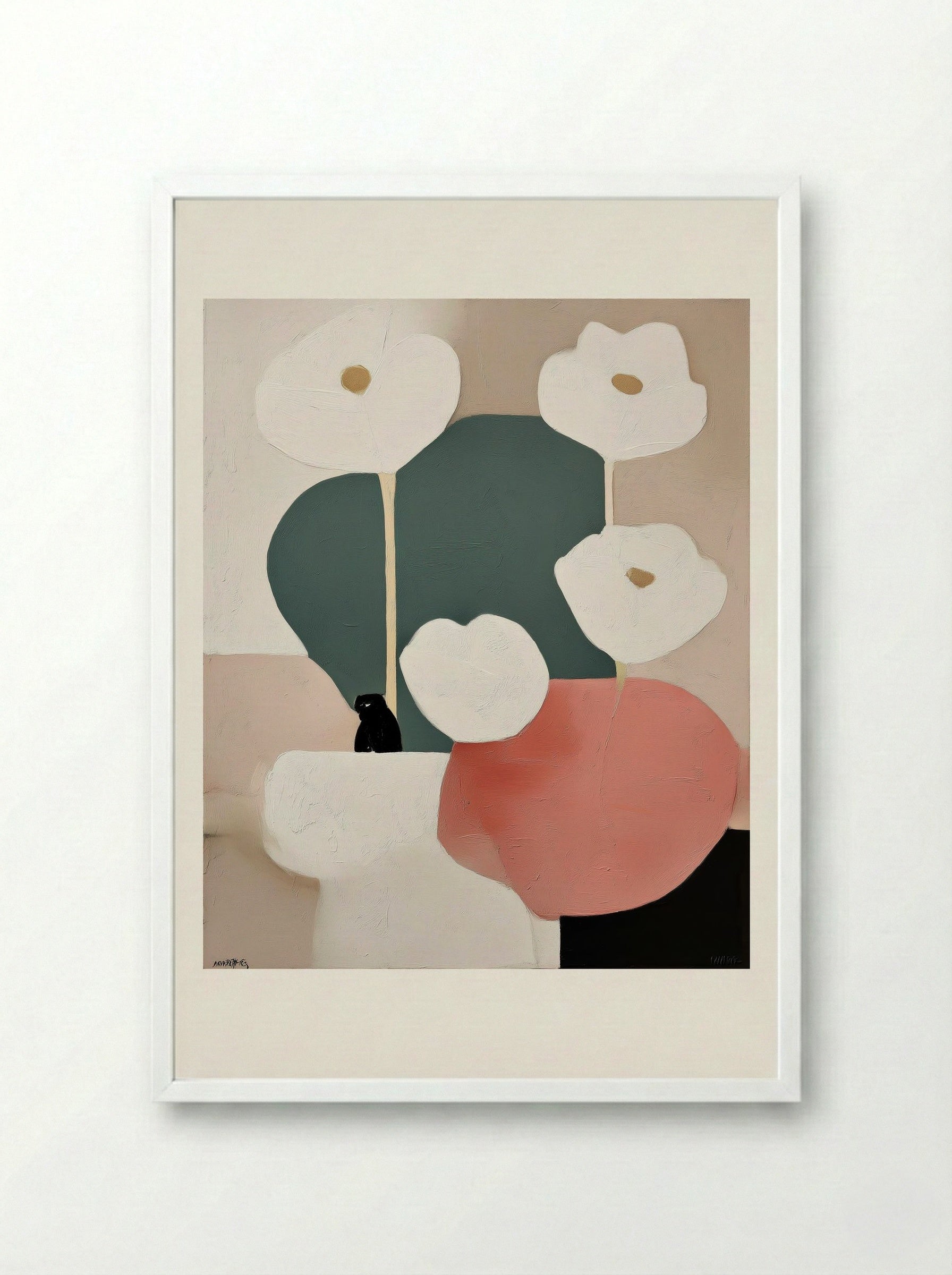 Whispered Garden Shapes - Framed Print White