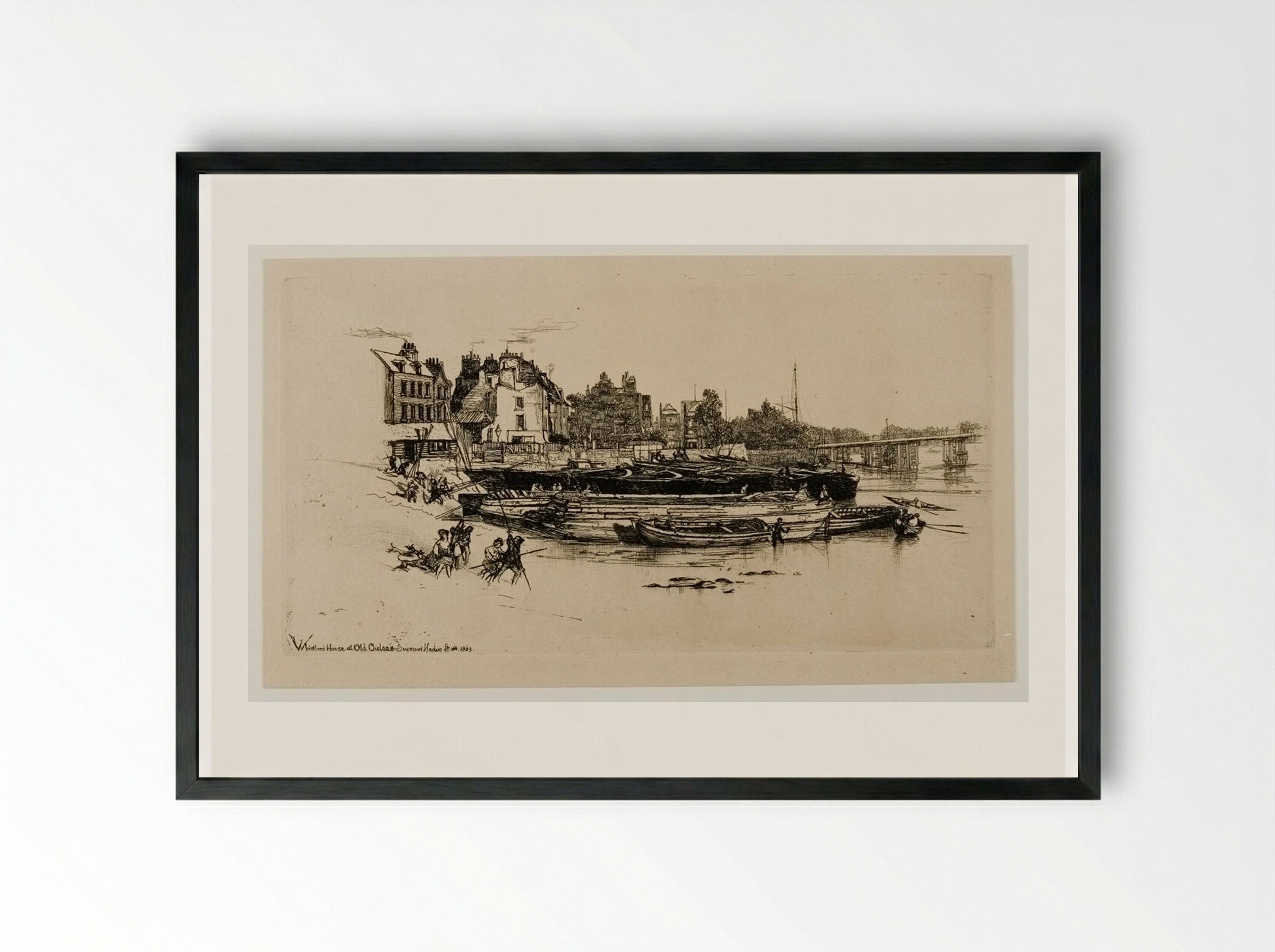 Whistler's House at Old Chelsea - Francis Seymour Haden - Framed Print Black