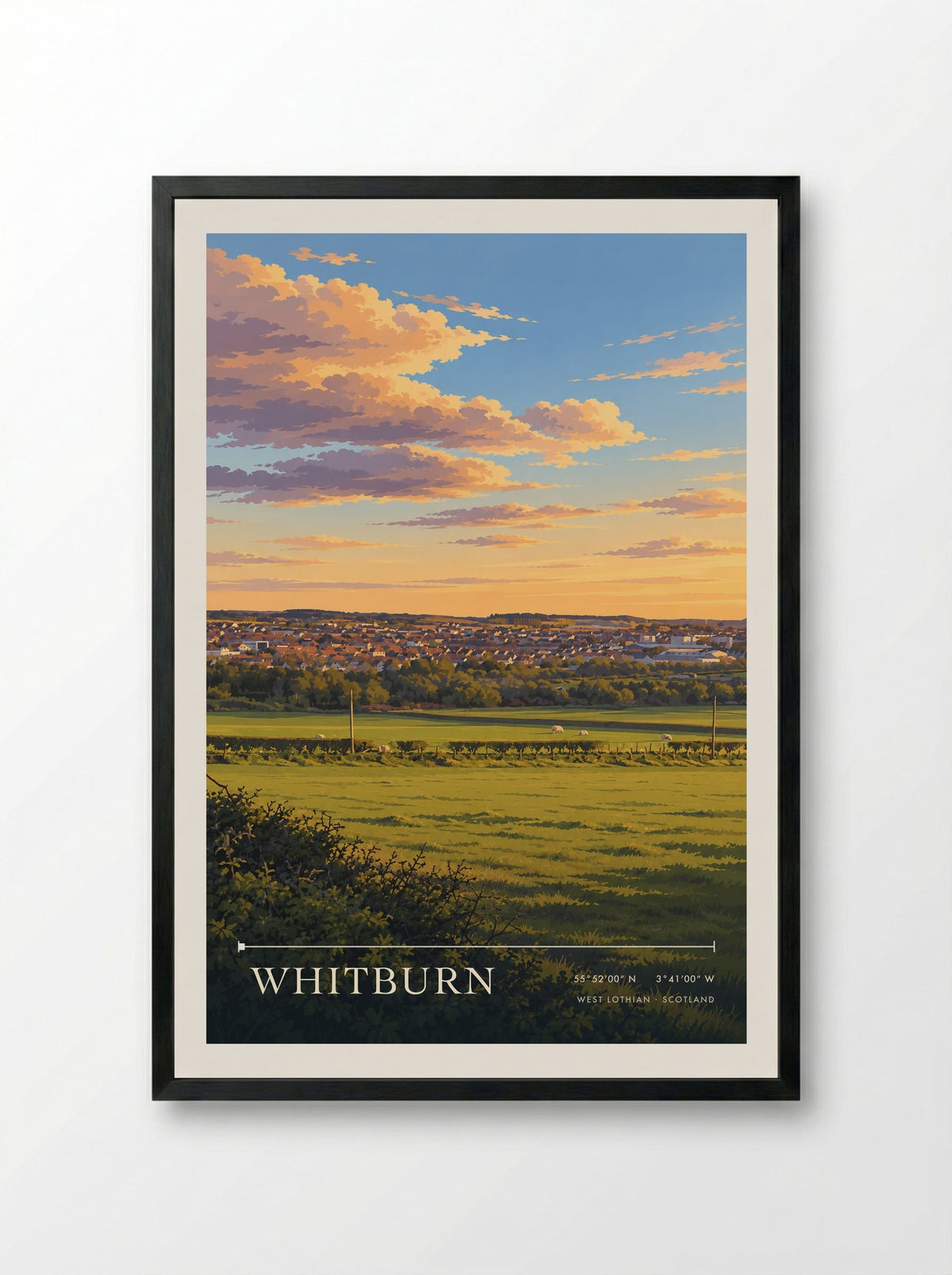 Whitburn, West Lothian | Travel Poster - Framed Print Black