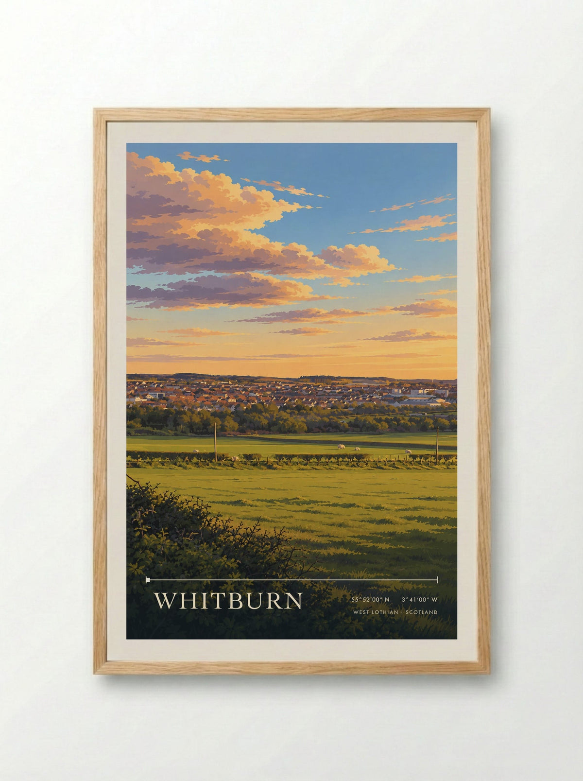 Whitburn, West Lothian | Travel Poster - Framed Print Wood