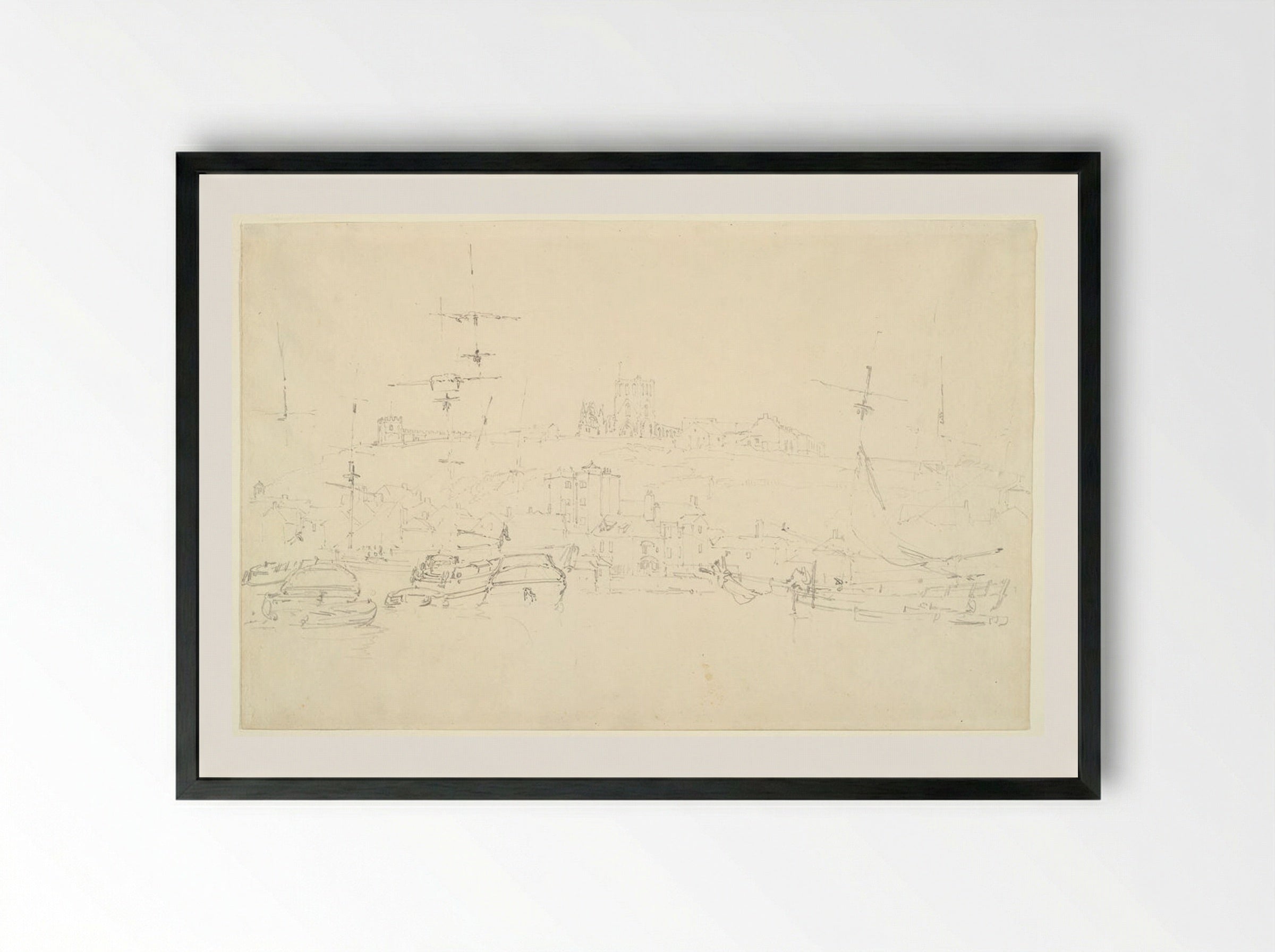 Whitby Harbor, Yorkshire - Joseph Mallord William Turner - Framed Print Black