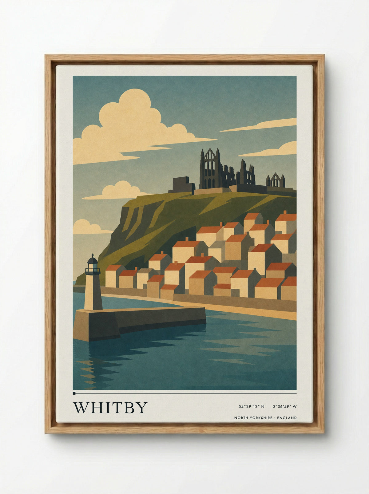 Whitby Yorkshire Travel Poster - Framed Canvas Wood