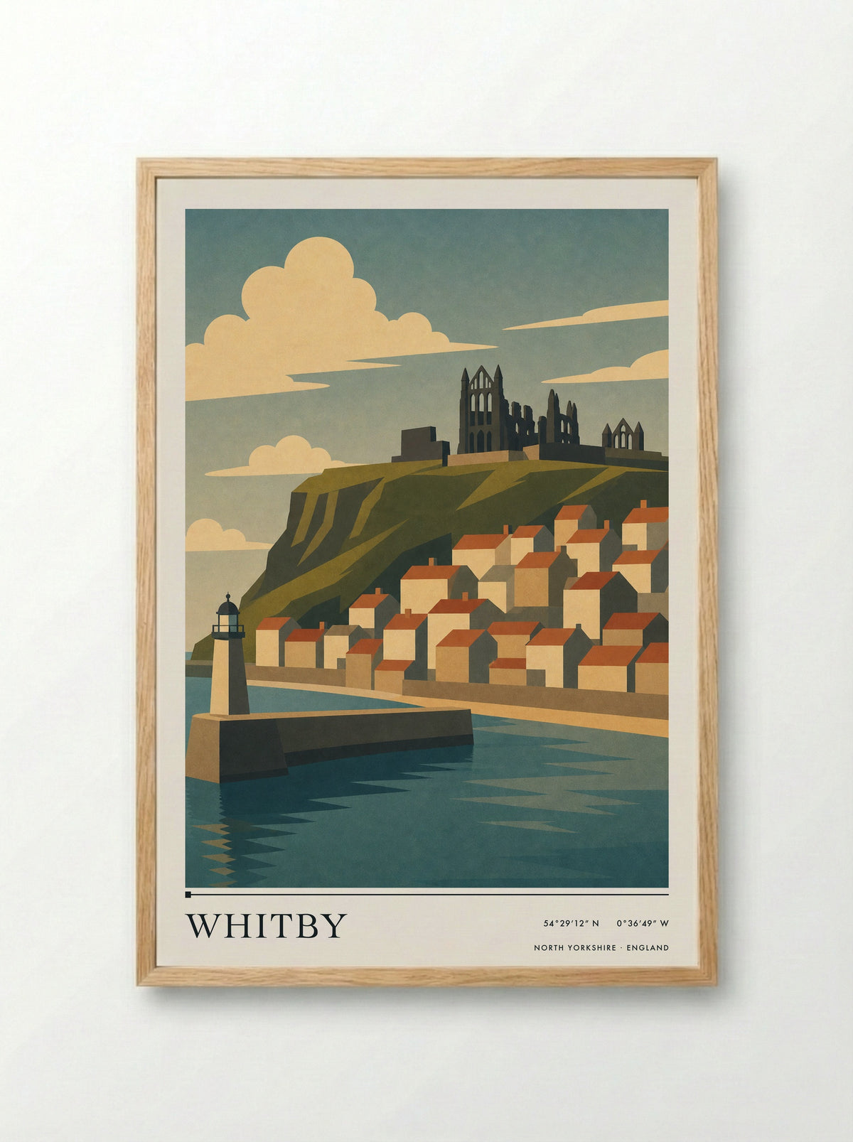 Whitby Yorkshire Travel Poster - Framed Print Wood