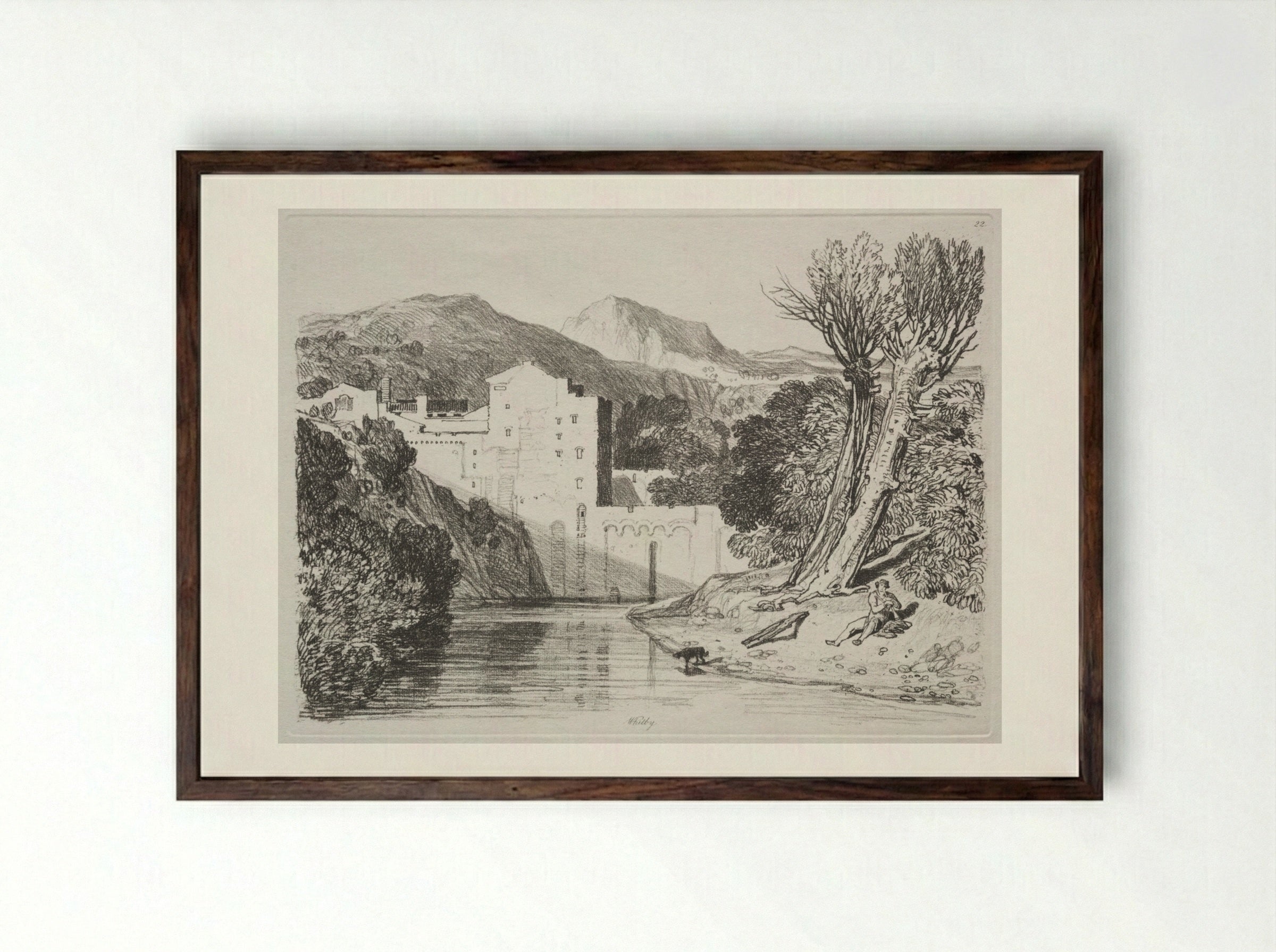 Whitby - John Sell Cotman - Framed Print Dark Wood