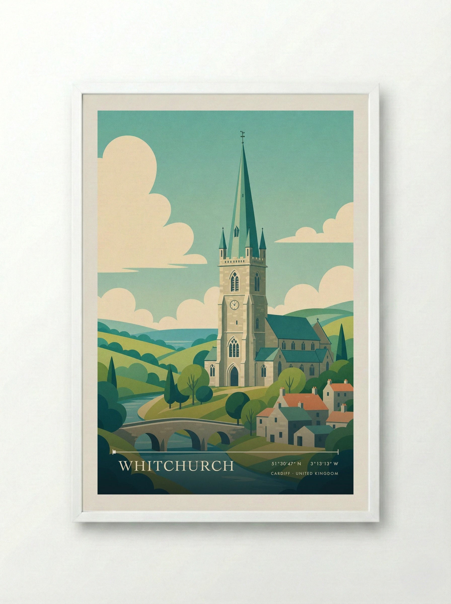 Whitchurch Cardiff United Kingdom Travel Poster - Framed Print White
