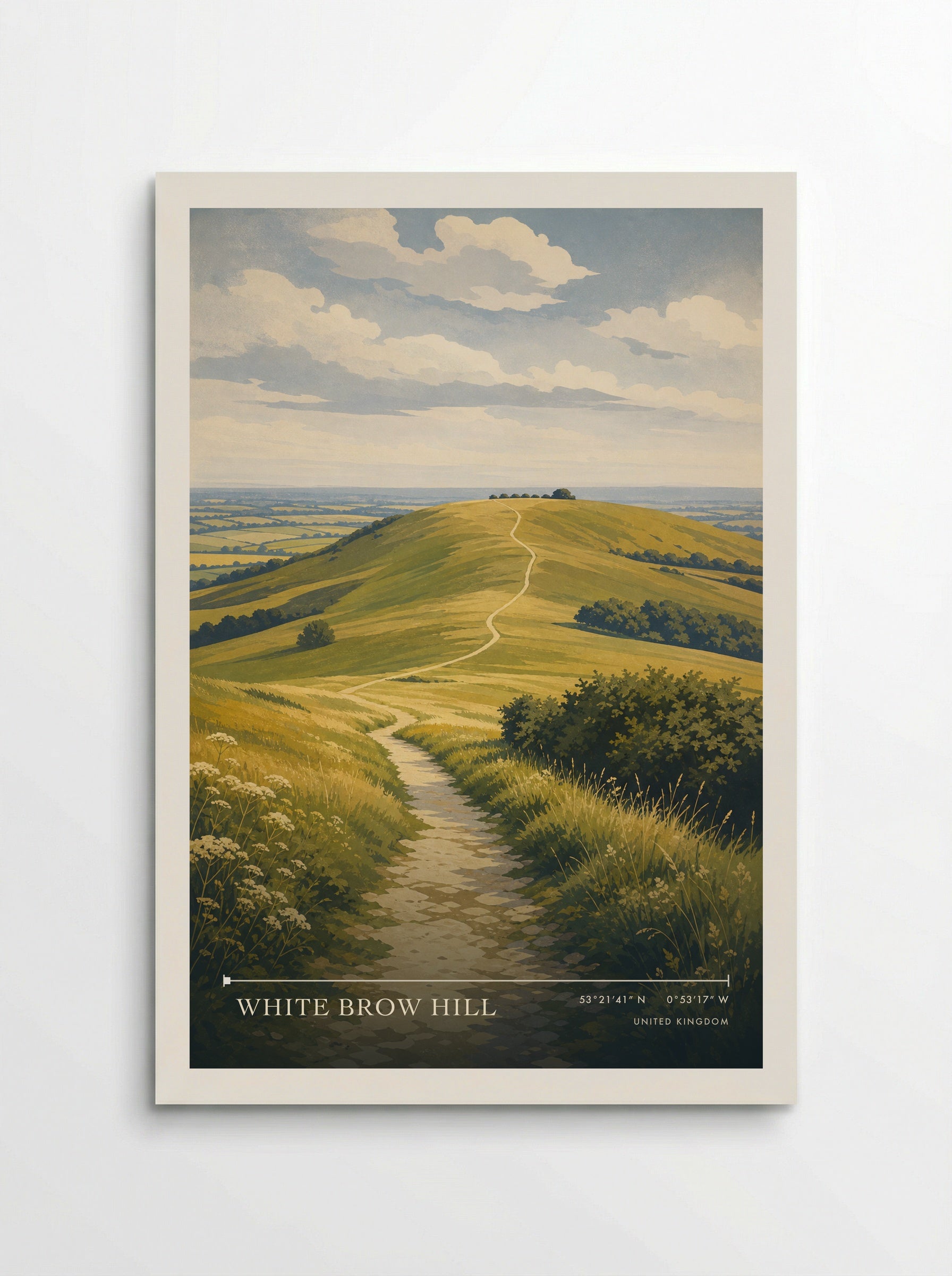 White Brow Hill United Kingdom Travel Poster - Poster