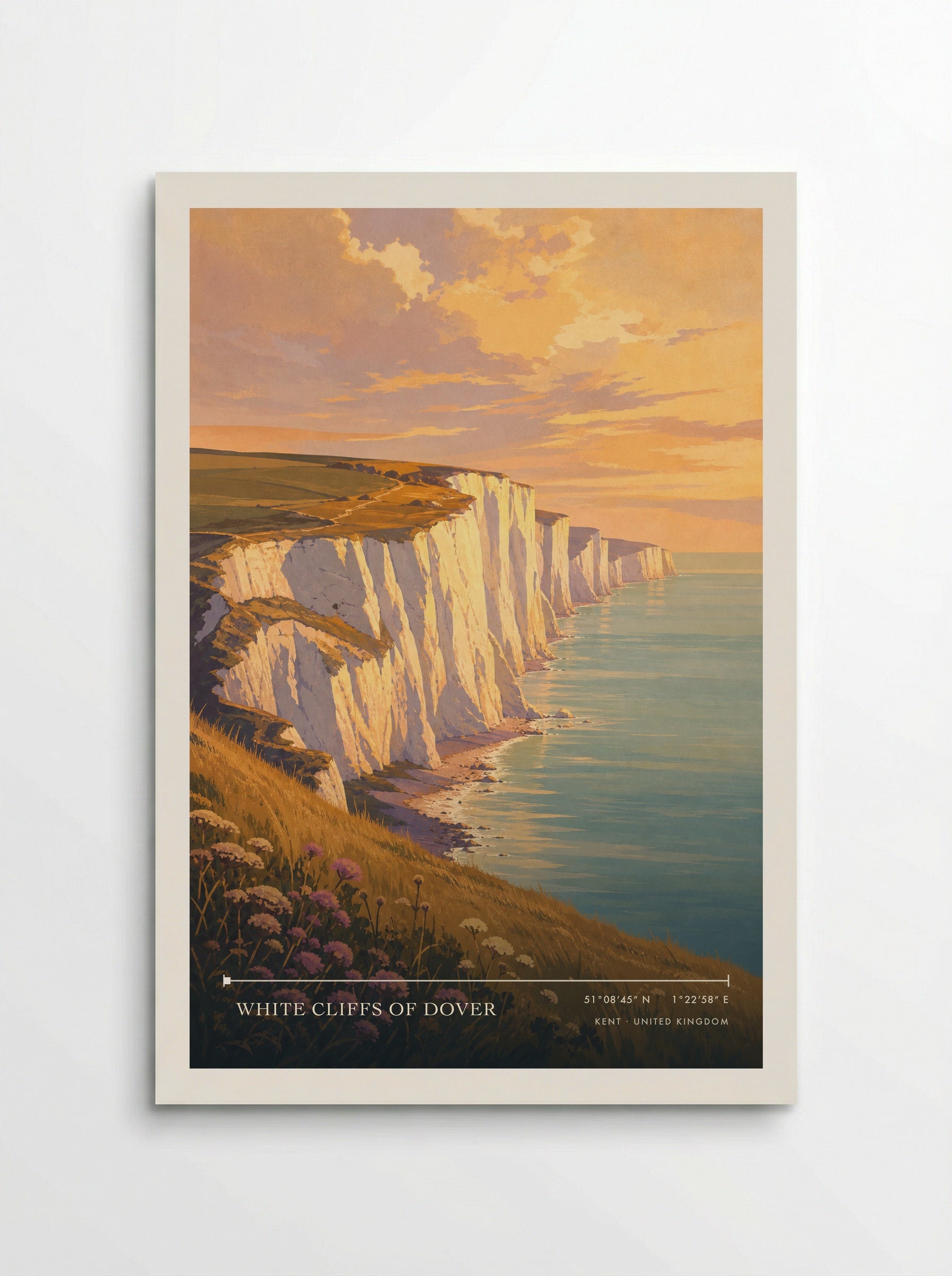 White Cliffs of Dover Kent United Kingdom Travel Poster - Poster