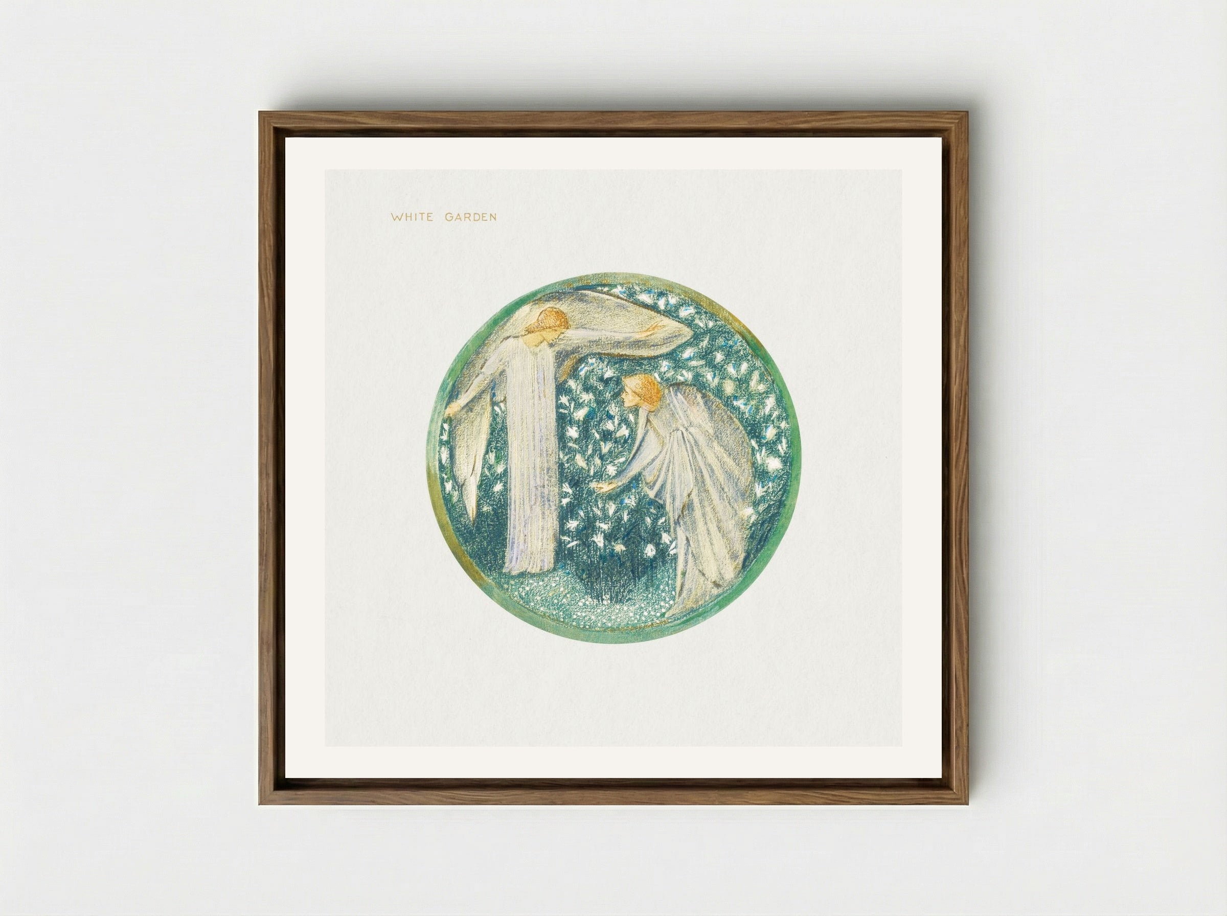White Garden from The Flower Book - Edward Burne-Jones - Framed Canvas Wood