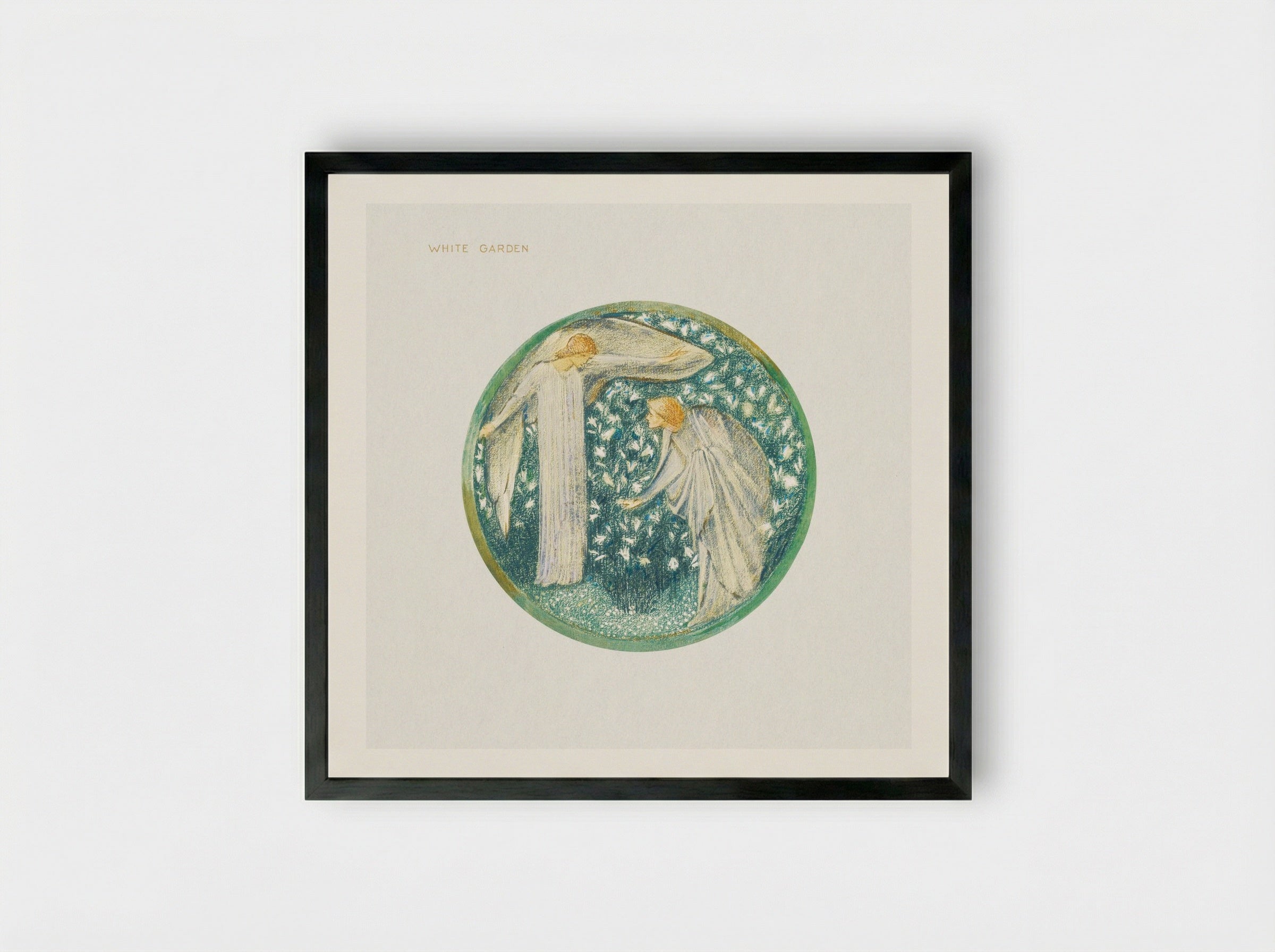 White Garden from The Flower Book - Edward Burne-Jones - Framed Print Black