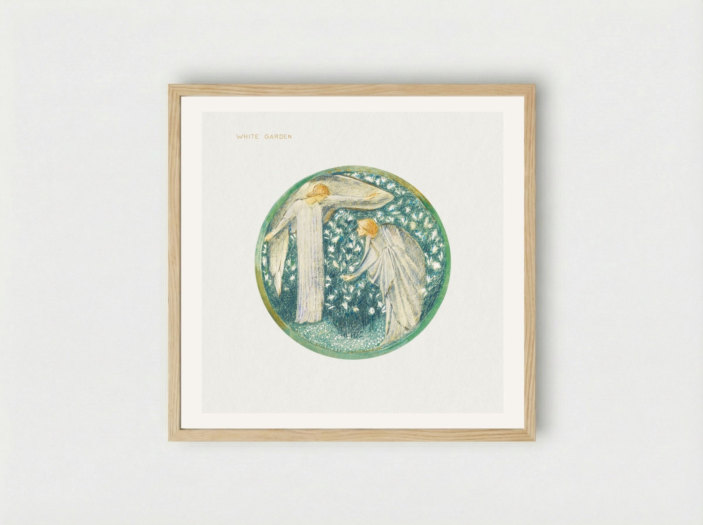 White Garden from The Flower Book - Edward Burne-Jones - Framed Print Wood