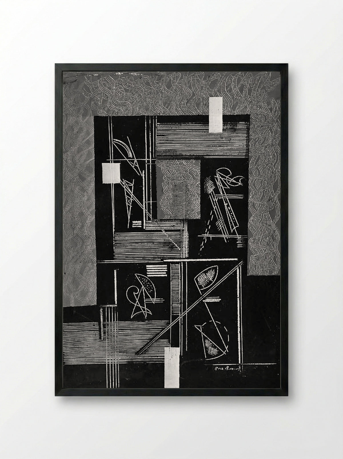 White Lines - Irene Rice Pereira - Framed Print Black