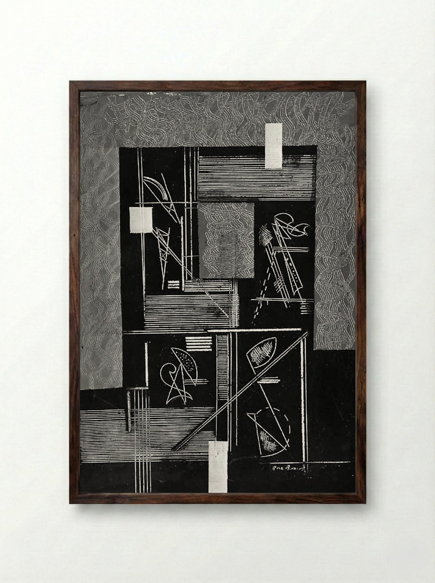 White Lines - Irene Rice Pereira - Framed Print Dark Wood
