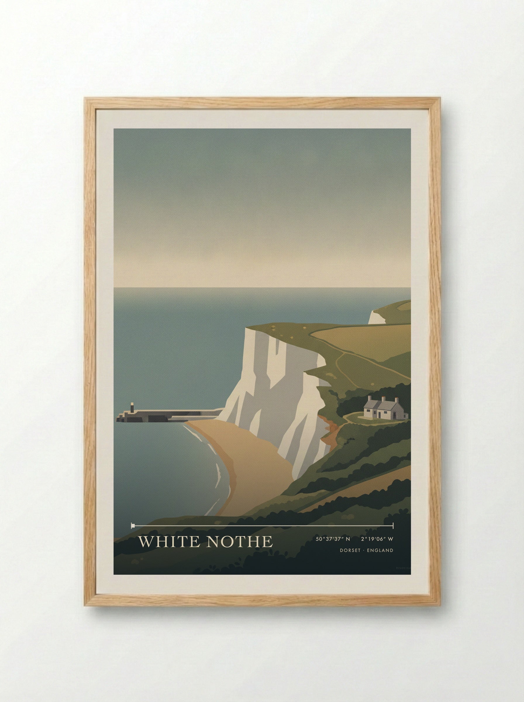 White Nothe Dorset England Travel Poster - Framed Print Wood