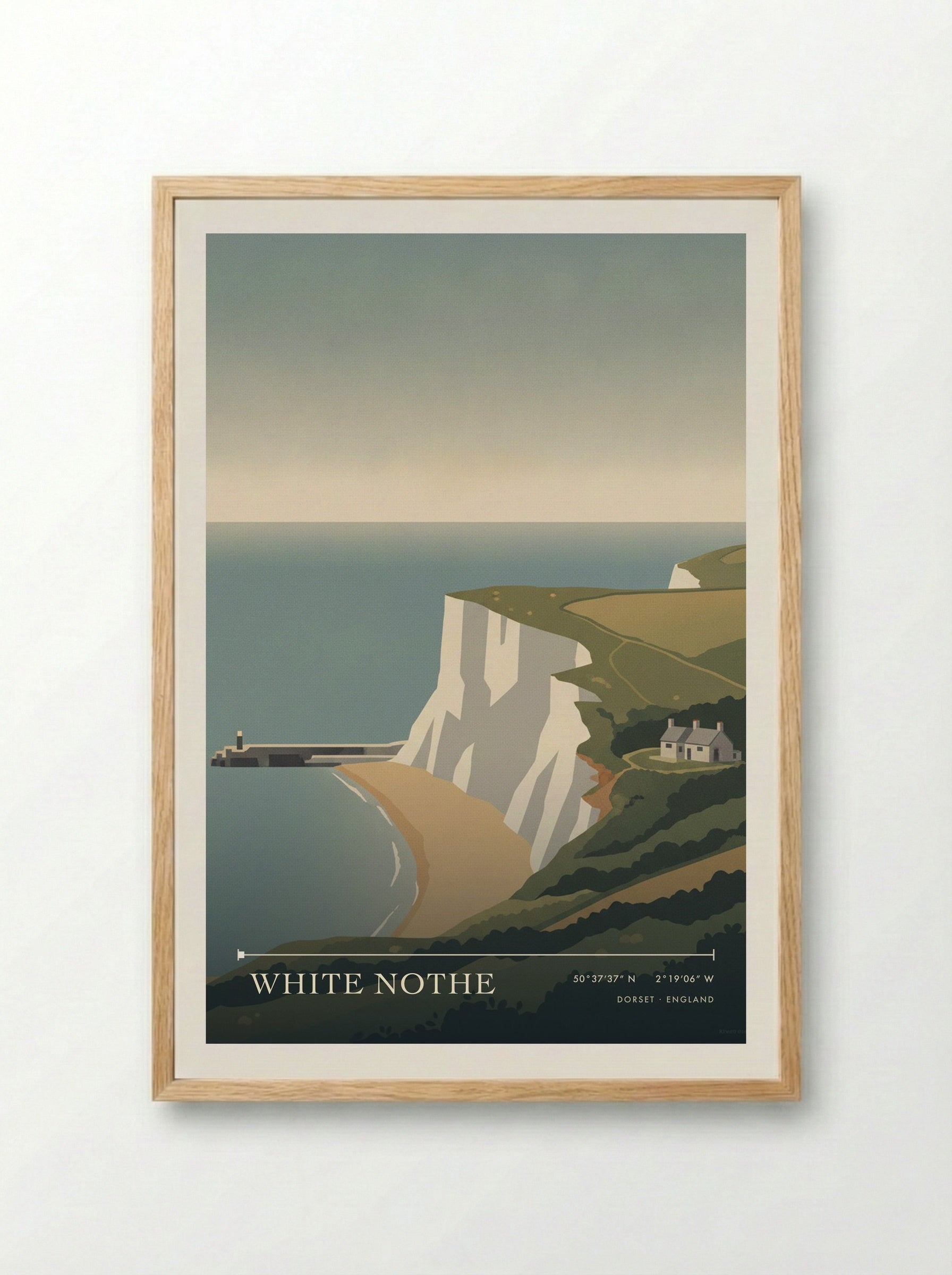 White Nothe Dorset England Travel Poster - Framed Print Wood