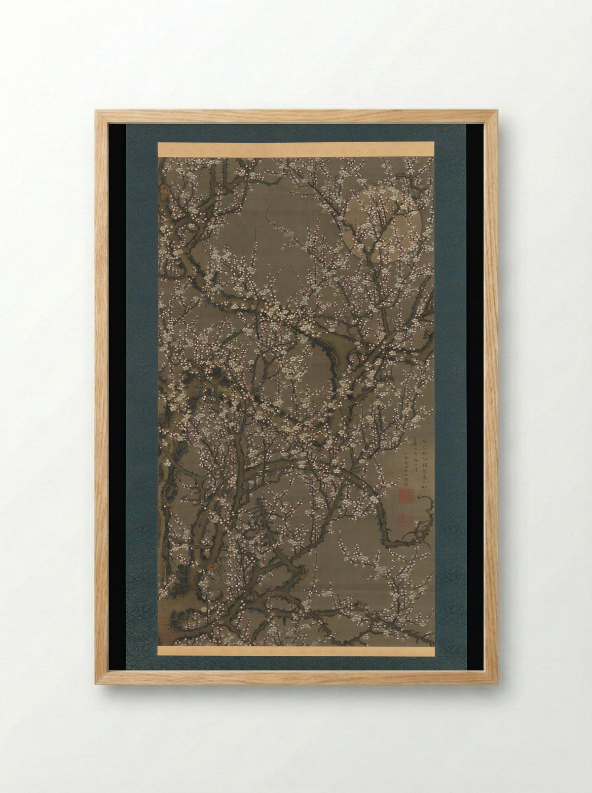 White Plum Blossoms and Moon - Itō Jakuchū - Framed Print Wood