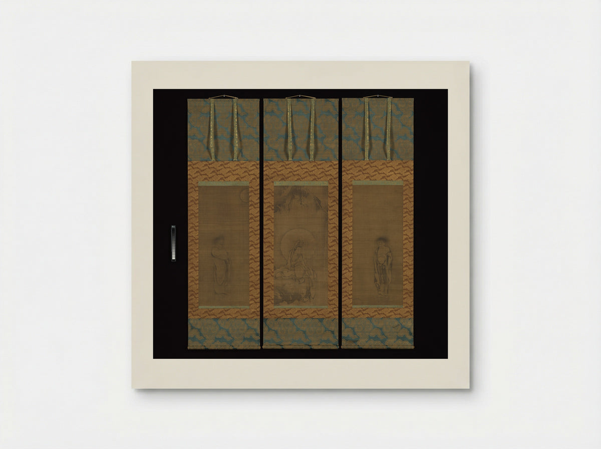 White-Robed Guanyin (Triptych Hanging Scroll) - Fine Art Print - Poster