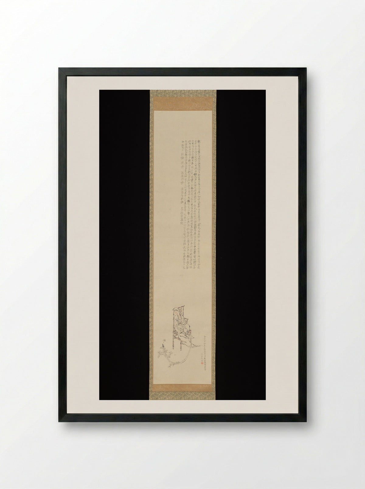 White-Robed Kannon, inscribed with the Heart Sutra - Tanomura Chikuden - Framed Print Black