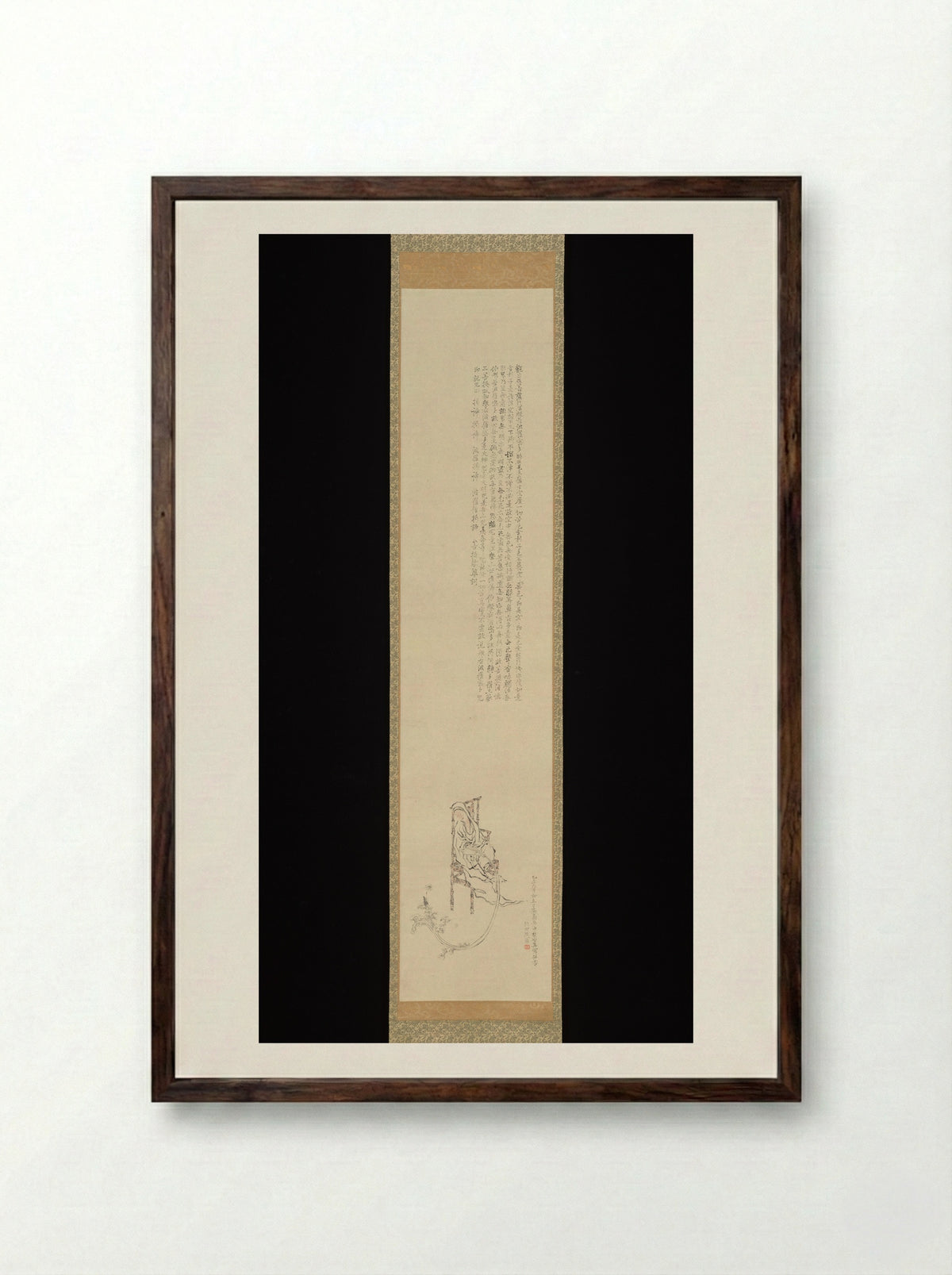 White-Robed Kannon, inscribed with the Heart Sutra - Tanomura Chikuden - Framed Print Dark Wood