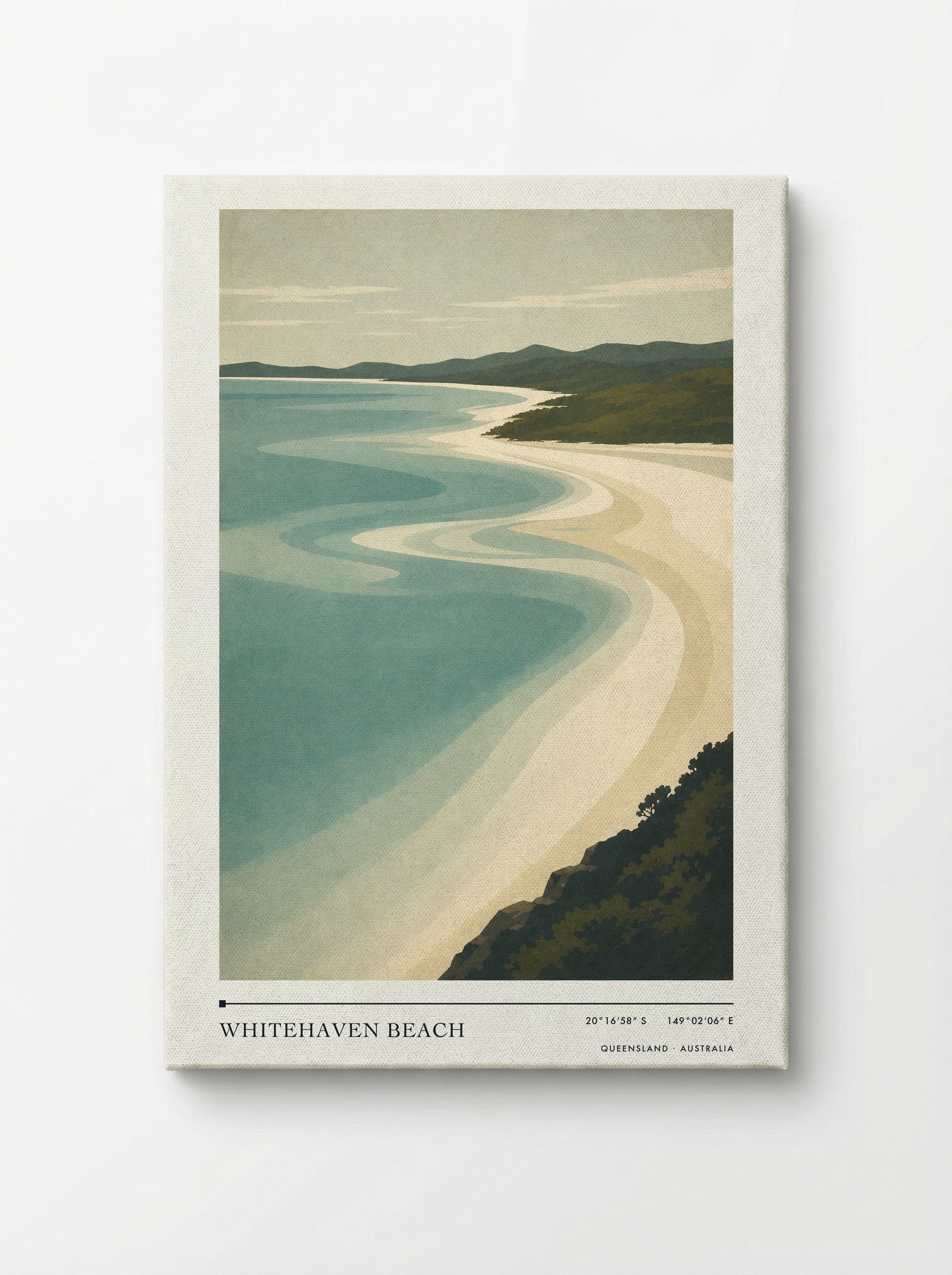 Whitehaven Beach Travel Poster Artwork - Canvas